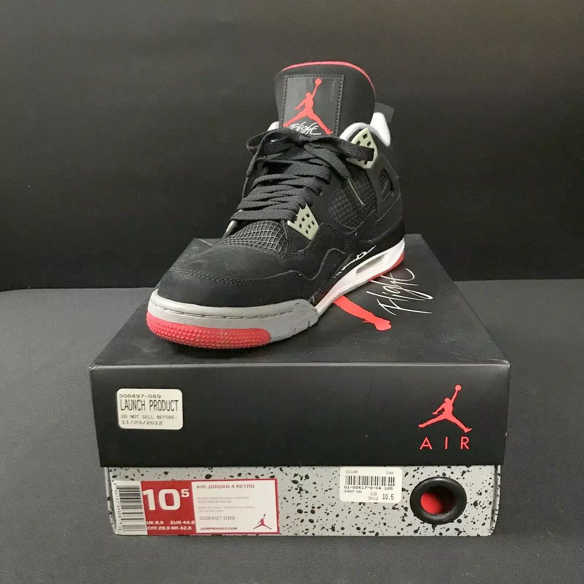 Jordan Brand Air Jordan 4 Retro Bred Size US 10.5 / EU 43-44 - 2 Thumbnail