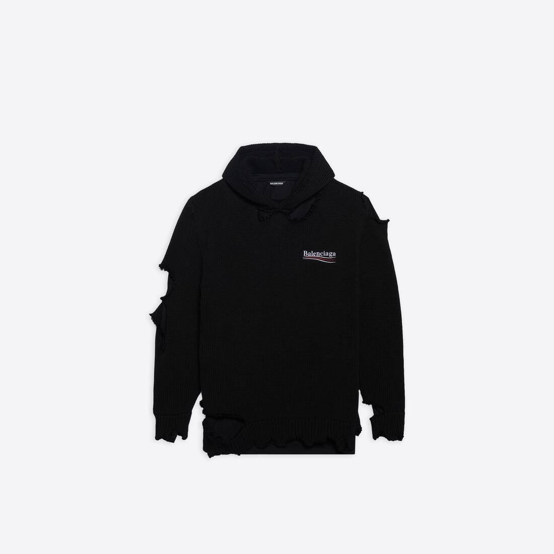 Balenciaga o1bcso1str0325 Political Campaign Destroyed Hoodie in Black Size XS / US 0-2 / IT 36-38 - 4 Thumbnail