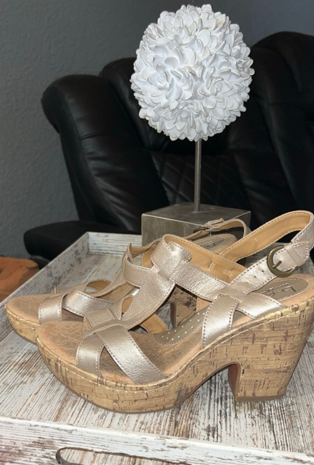 Other Women's B.O.C. Born Concept Gold Cork Wedge Sandals Size 9.5 Size US 9 / IT 39 - 2 Thumbnail
