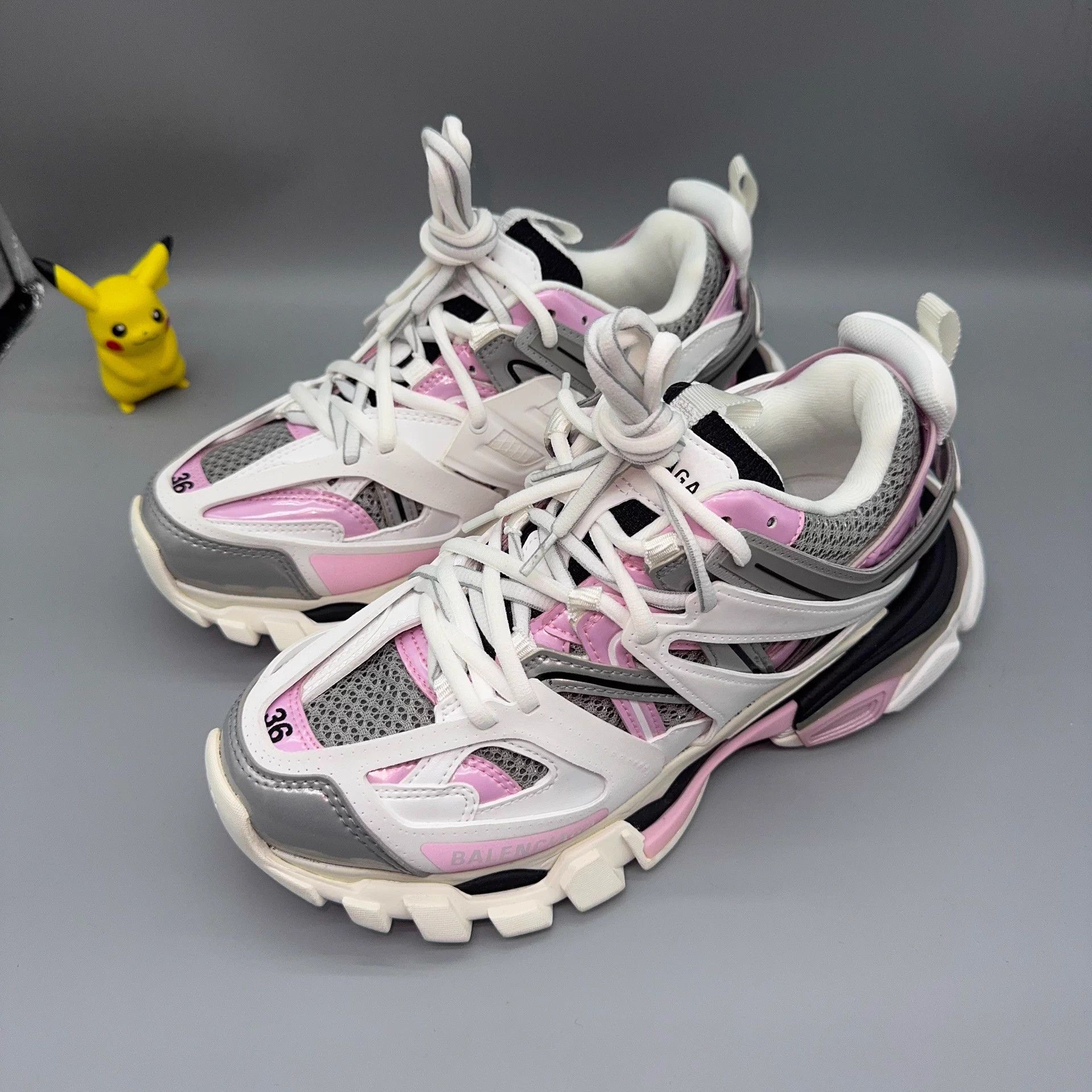 Balenciaga Balenciaga Track Gray Pink White Sneakers Size US 5 / IT 35 - 1 Thumbnail