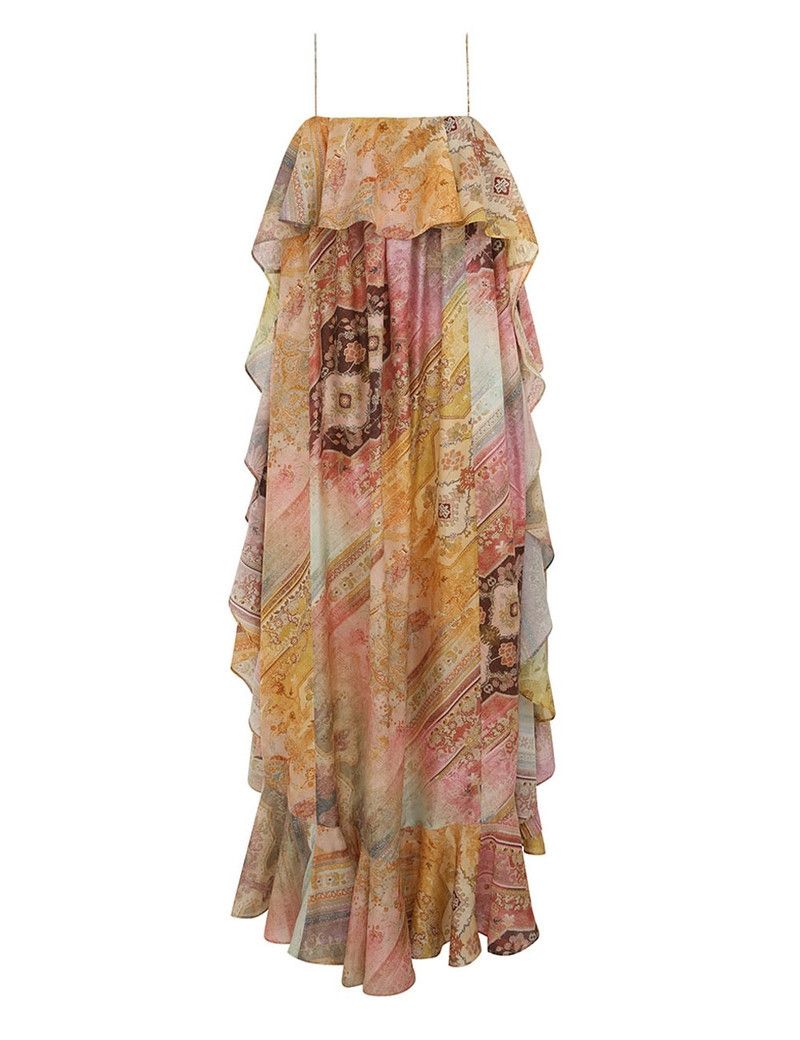 Zimmermann oc11z0226 Tallow Ruffle Maxi Dress In Multicolor Size M / US 6-8 / IT 42-44 - 1 Thumbnail