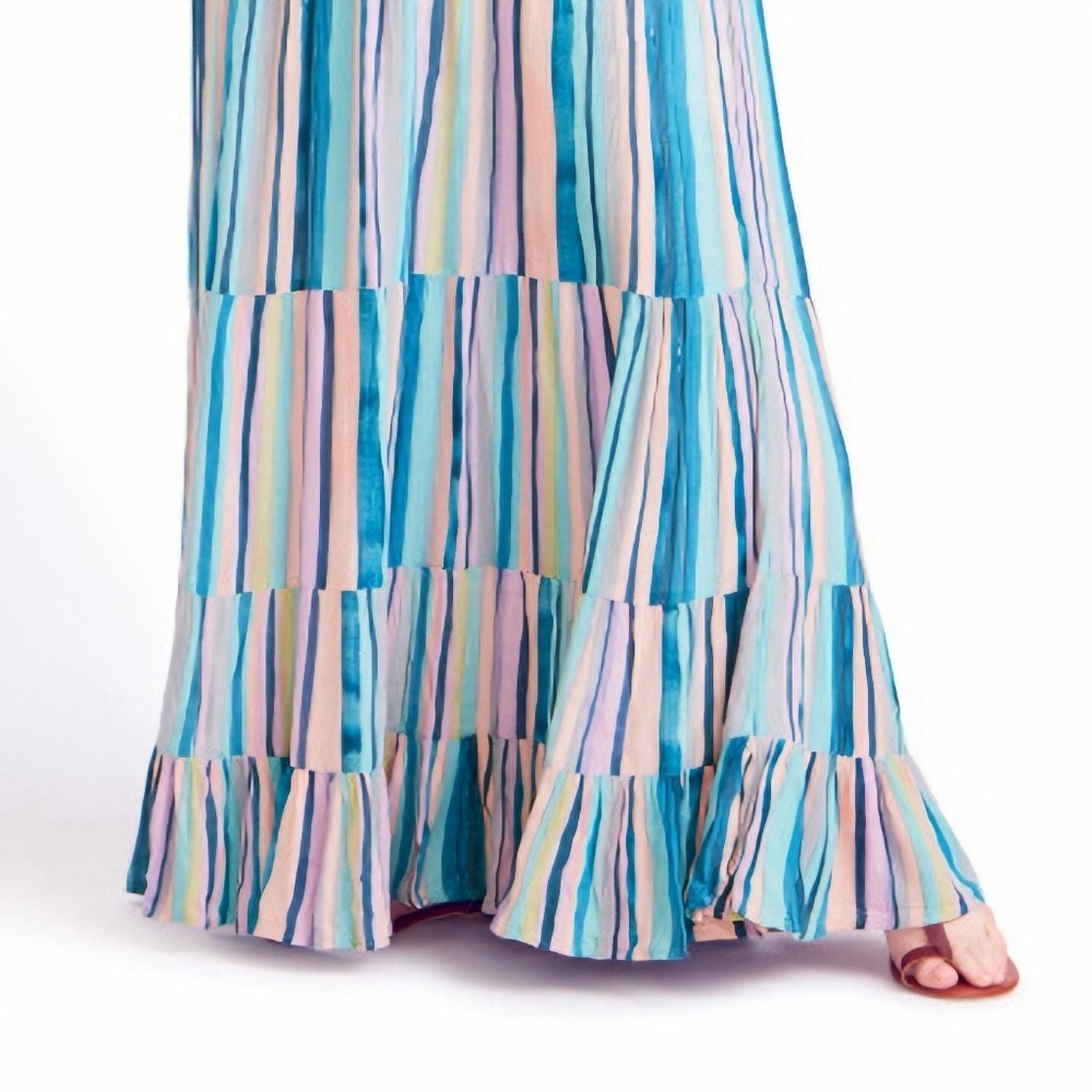 Avenue AVEOLOGY CROCHET ACCENT STRIPED GAUZE MAXI DRESS 14w ☆ NWT Size XL / US 12-14 / IT 48-50 - 5 Thumbnail