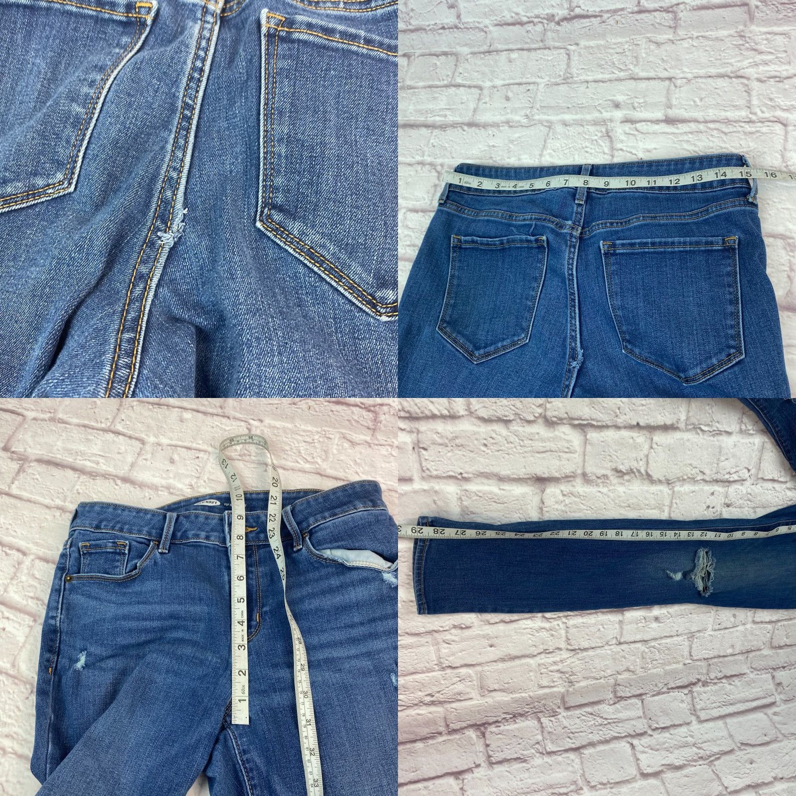 Old Navy Old Navy Womens Pop Icon Skinny Jeans 8 Blue Distressed Stretch Jeans Womens Size 8 Medium Blue 90s? Size 30" / US 8 / IT 44 - 8 Thumbnail
