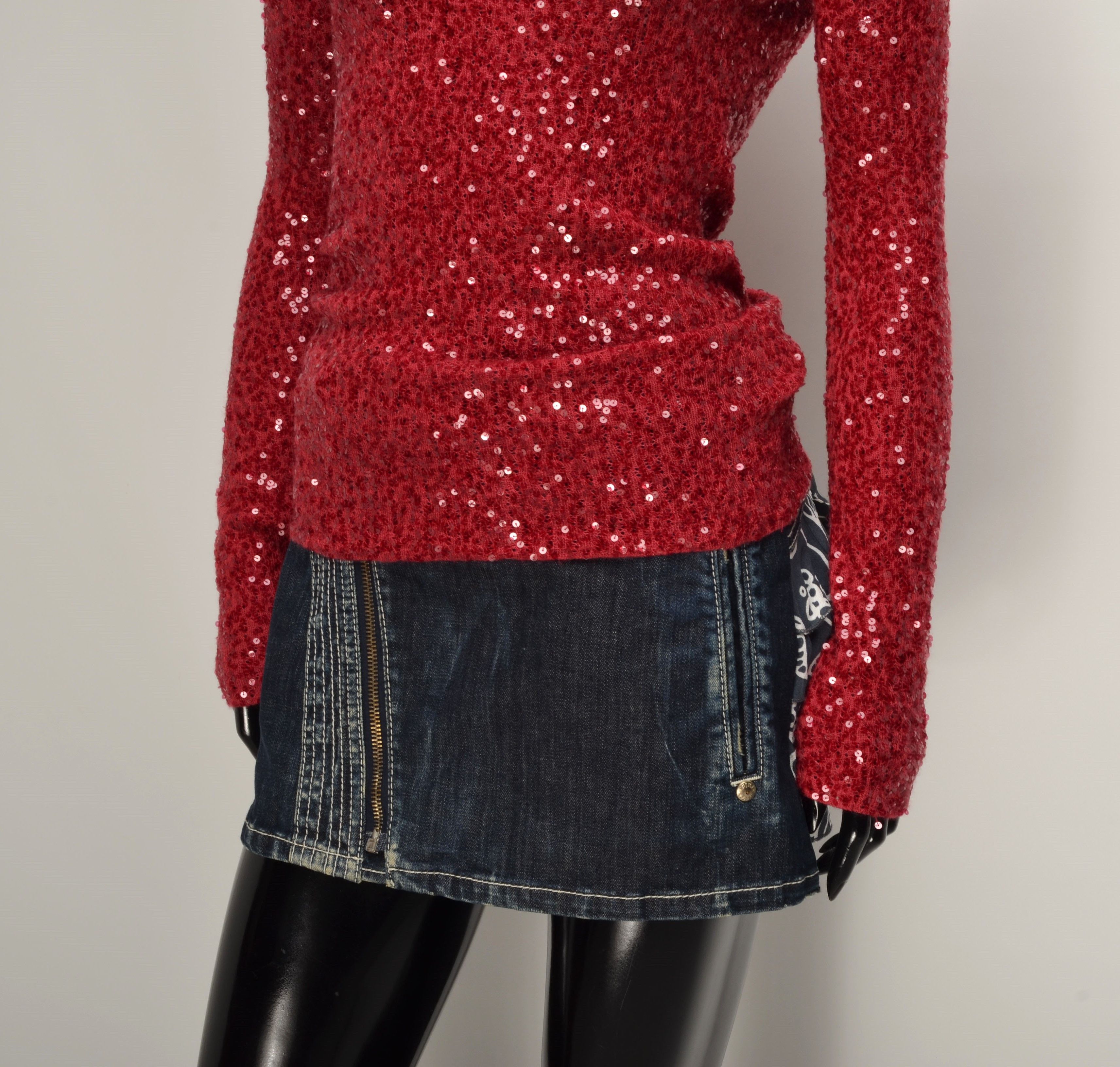 Designer × Donna Karan × Vintage Stunning Donna Karan Red Sequin Cashmere Silk Blend Knit Top Size S / US 4 / IT 40 - 3 Thumbnail