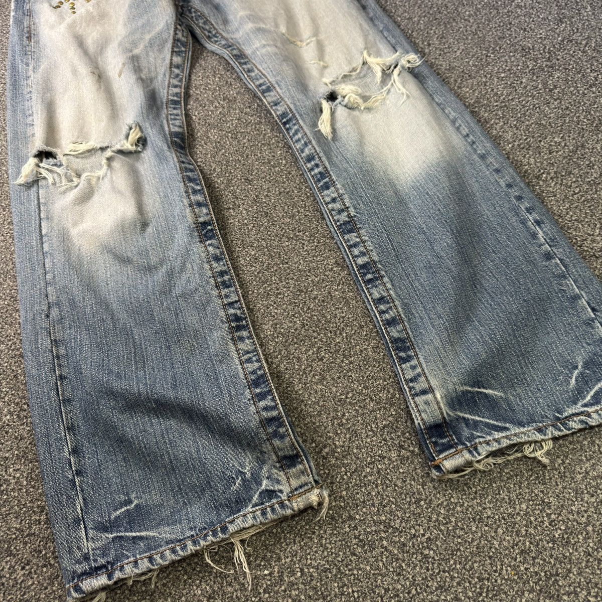 Tornado Mart Fudge Studded Stone Destroyed Jeans Denim Hysteric Y2k Style Size US 34 / EU 50 - 7 Thumbnail