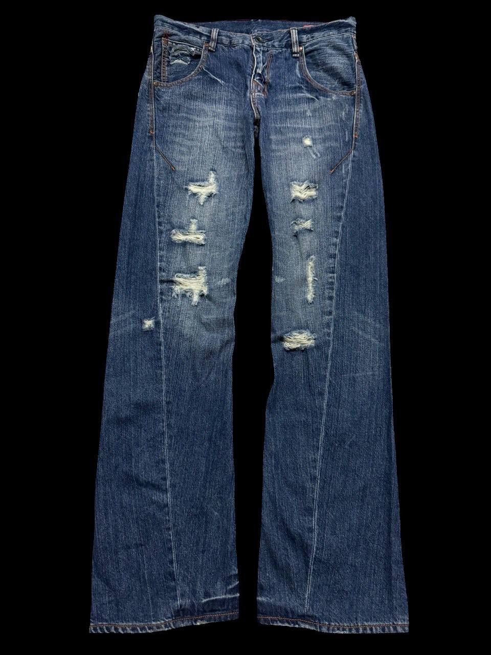 Japanese Brand TWIST LEG Vintage Uj Jean Sick Distressed Ripped Mudwash Size US 32 / EU 48 - 1 Thumbnail
