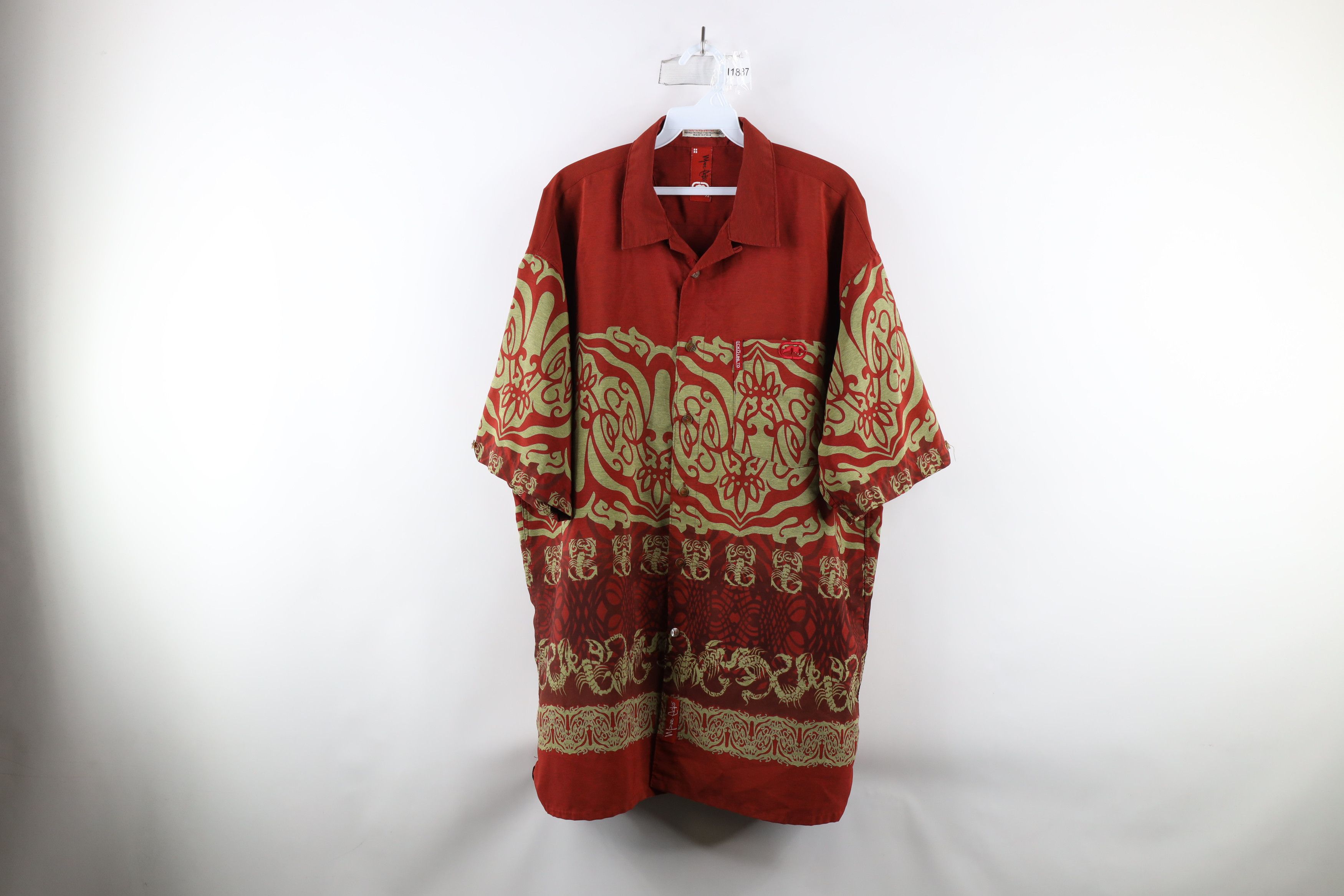 Marc Ecko × Vintage Vintage 90s Marc Ecko Tribal Scorpion Hawaiian Button Shirt Size US XL / EU 56 / 4 - 1 Thumbnail
