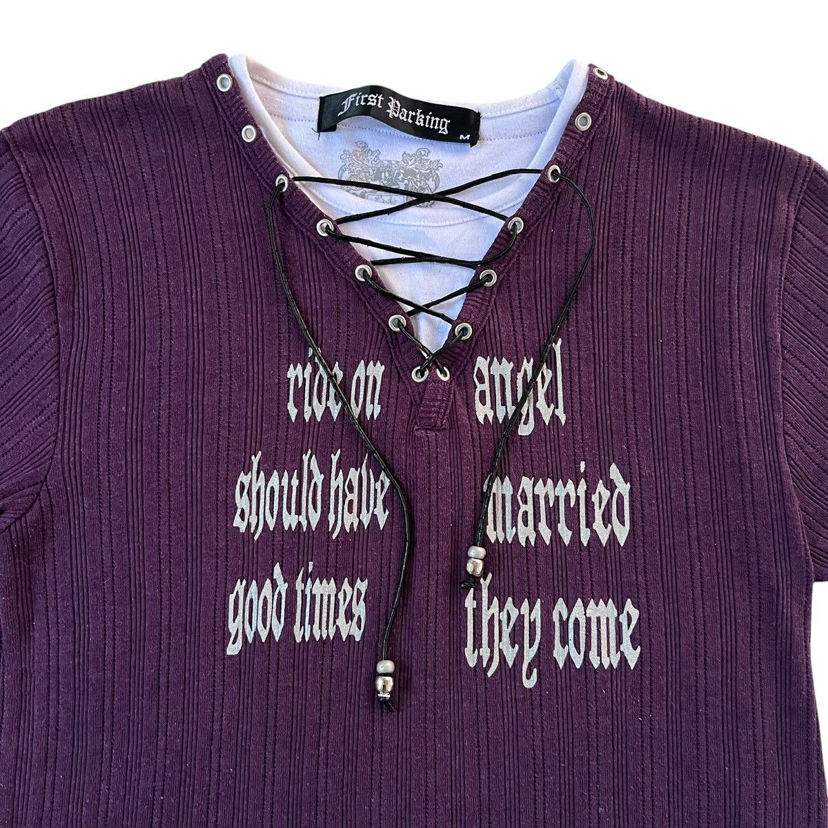 If Six Was Nine JapaneseTribal Poem Lace Up ifsixwasnine style Tee Size US M / EU 48-50 / 2 - 3 Thumbnail
