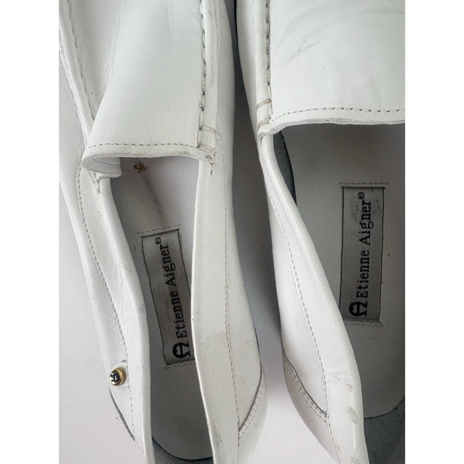 Etienne Aigner Etienne Aigner Eden White Leather Slip On Loafers Womens Size 8 M Casual Size US 8 / IT 38 - 4 Thumbnail