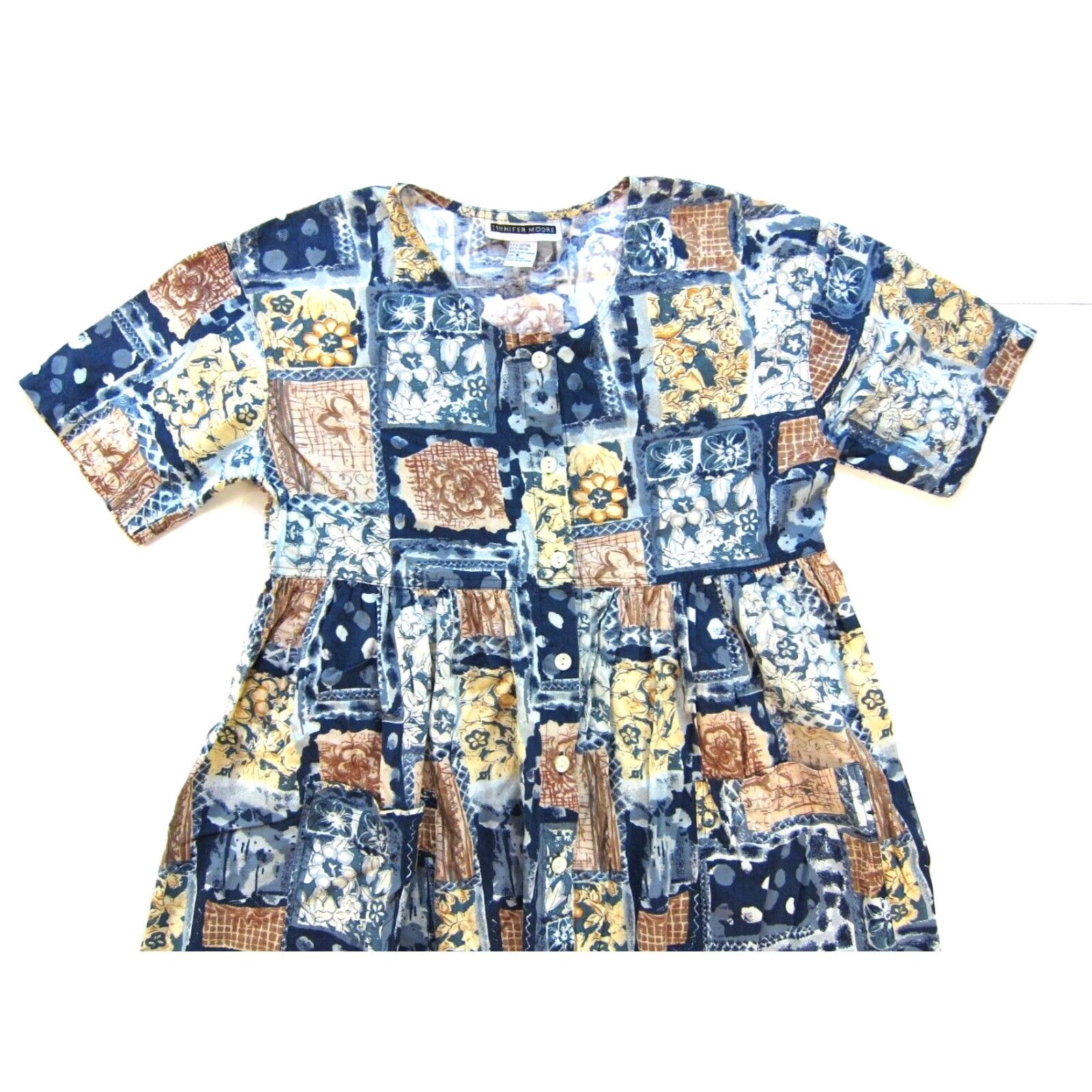 MooRER Vtg Jennifer Moore Cotton Blue Floral Pocket Button Down Oversize Maxi Dress S Size S / US 4 / IT 40 - 4 Thumbnail