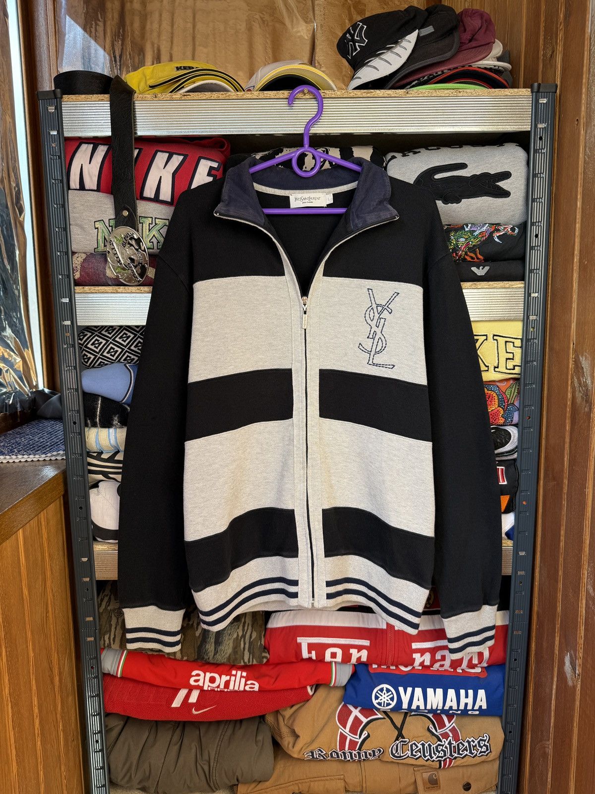 Vintage 90s Yves Saint Laurent Vintage Zip Sweatshirt Size US L / EU 52-54 / 3 - 1 Thumbnail
