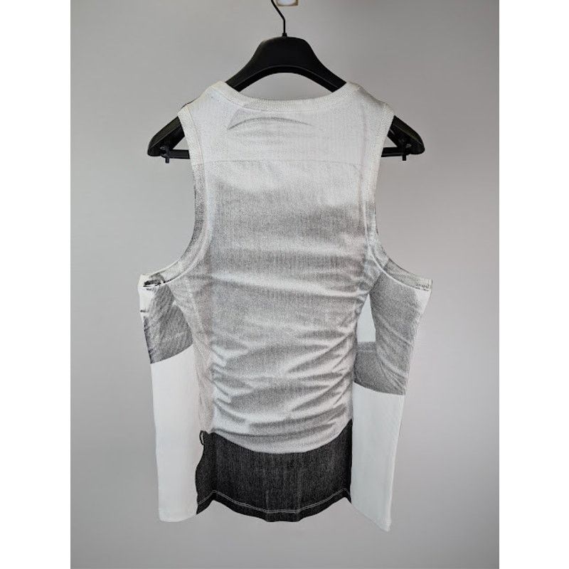 Balmain o1rshd1 Ribbed Tie Print Tank Top in White Size US XL / EU 56 / 4 - 10 Thumbnail