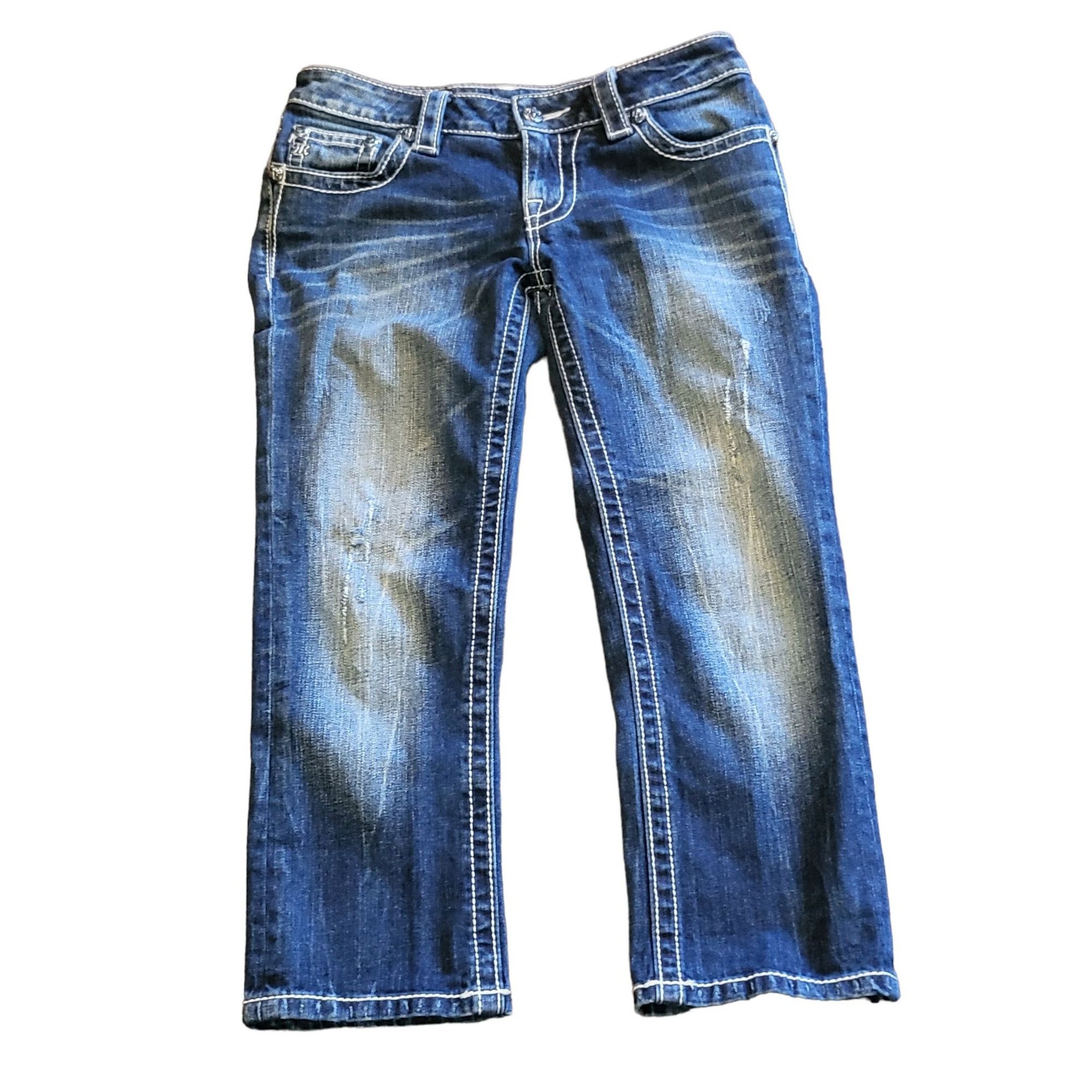 Miss Me Miss Me JS4009C9 Crop Jeans Women Sz 27 Blue Denim Embroider Size 27" / US 4 / IT 40 - 2 Thumbnail