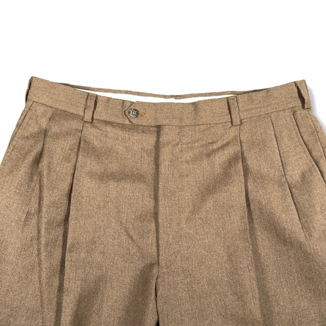 Hart Schaffner Marx VINTAGE Hart Schaffner Marx Dress Pants Mens 35x29 Brown Wool USA 80s Straight Pleated Cuffed Front Zip Button Hook & Eye Pockets - Men - Regular Size US 35 - 3 Thumbnail