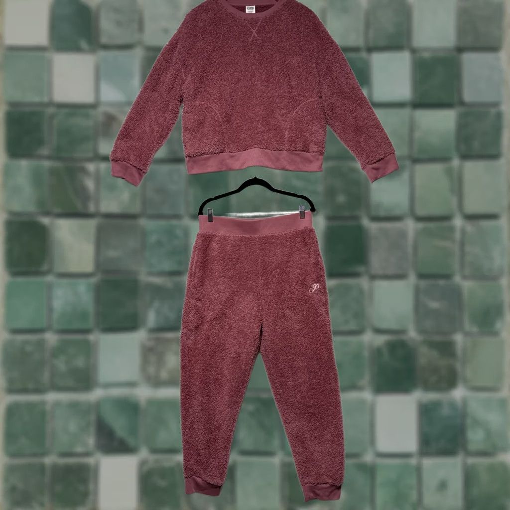 Victoria's Secret VINTAGE Victoria's Secret PINK Marshmallow Pullover + Pants Sleep PJ Set Dusty Rose L Womens Size L / US 10 / IT 46 - 1 Thumbnail