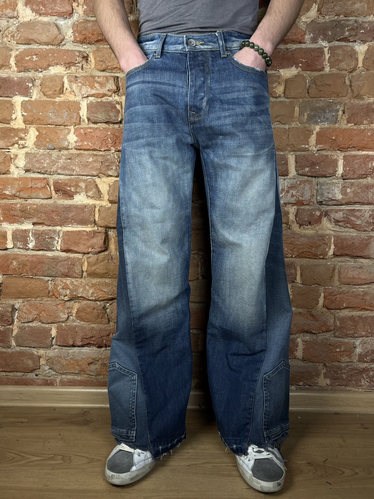 Handmade Reworked custom handmade jeans pants flared distressed style Size US 31 - 2 Thumbnail