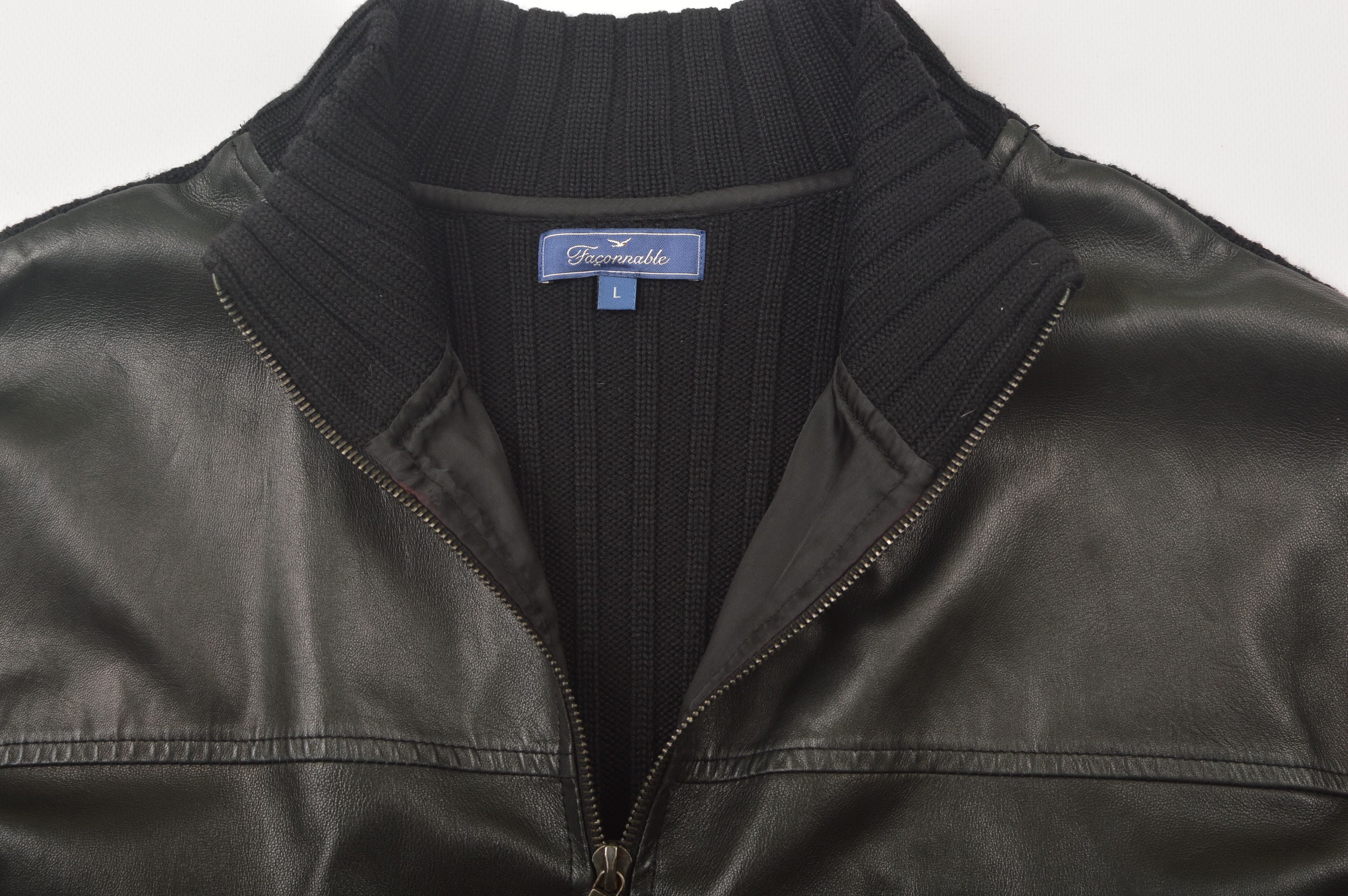 Faconnable Faconnable Merino Wool Front Lambskin Jacket Sweater Size US L / EU 52-54 / 3 - 4 Thumbnail