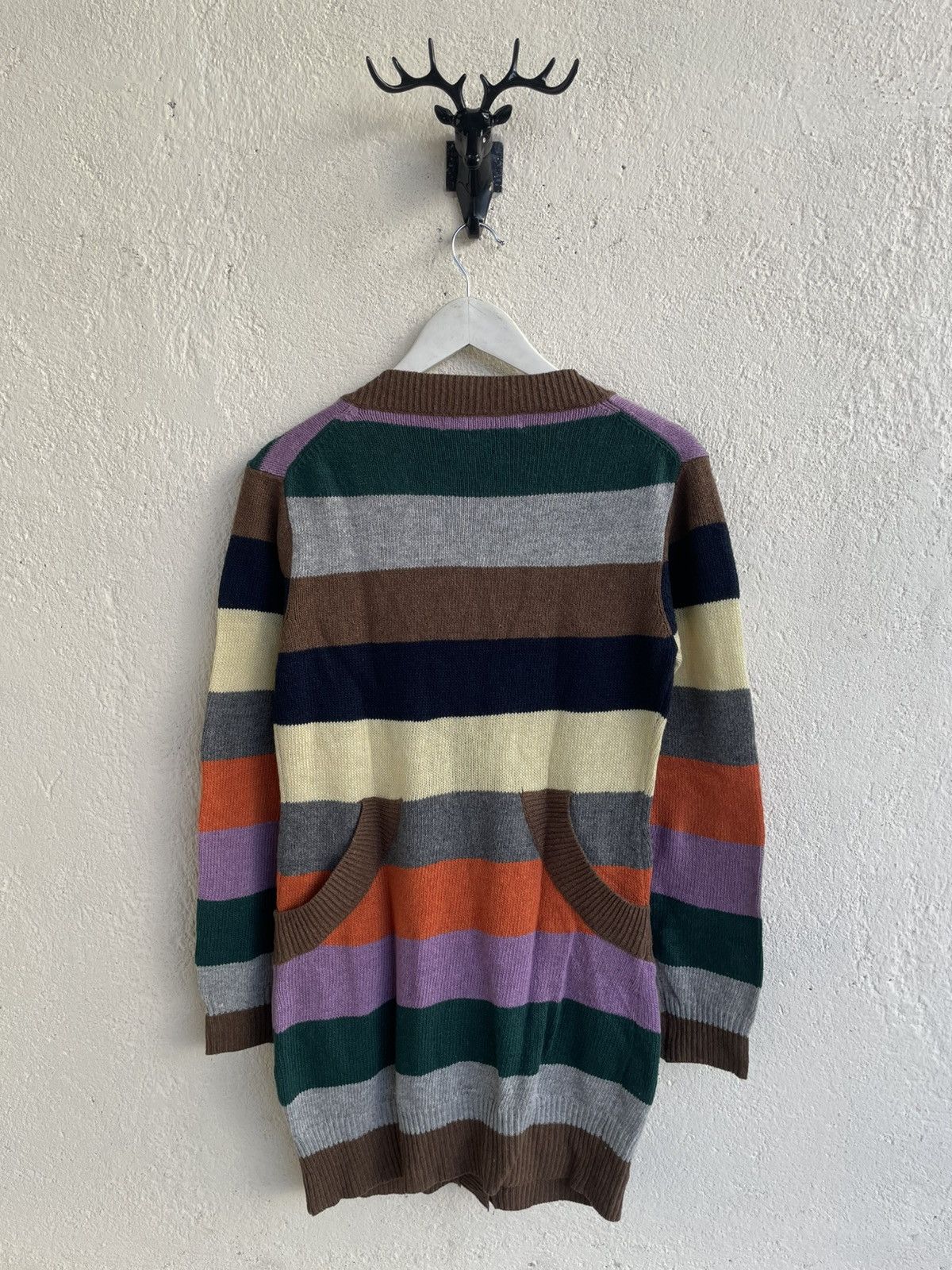 Issey Miyake 2000s Merci Multi Stripe Long Cardigan Hysteric Y’s CDG Miu Size M / US 6-8 / IT 42-44 - 6 Thumbnail