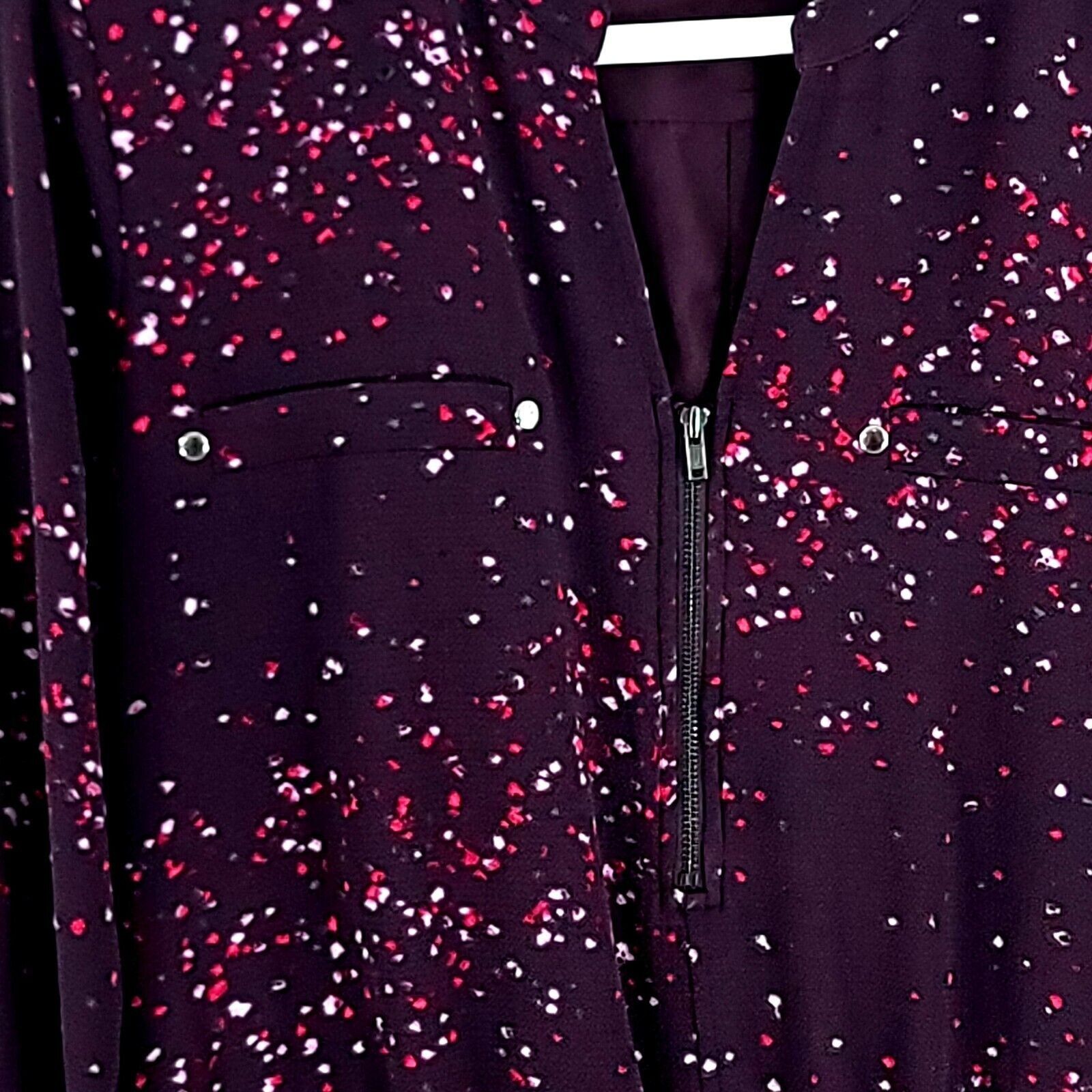 Apt. 9 Apt 9 Purple Dot Front 1/4 Zip Long Sleeve Long Dress Large Size L / US 10 / IT 46 - 6 Thumbnail