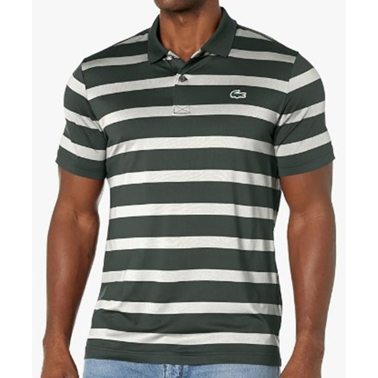 Lacoste Men's Striped Golf Polo Shirt XL Green/White