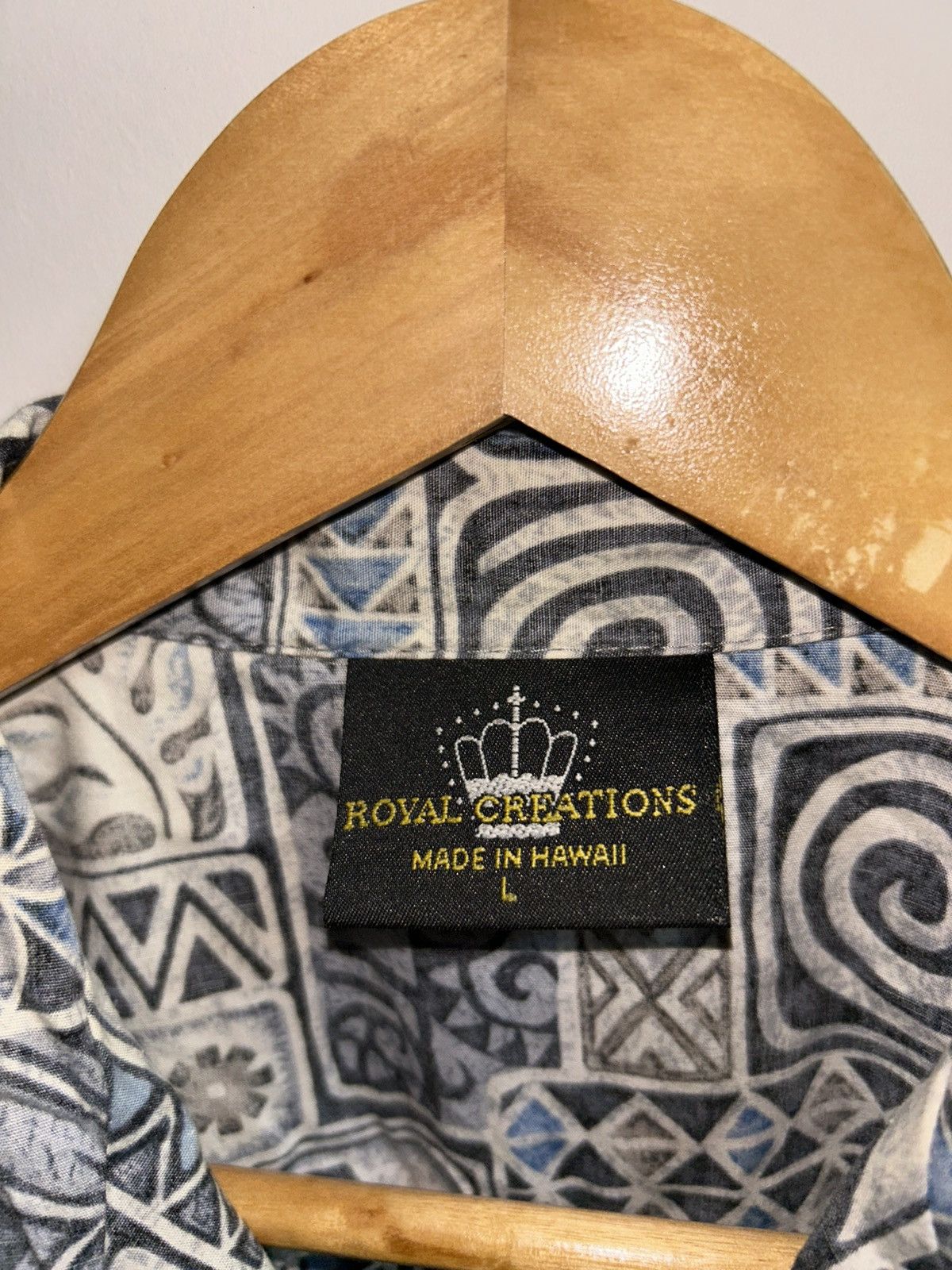 Vintage Royal Creations Aloha Hawaii Open Collar Shirt Blue Tapa Size US L / EU 52-54 / 3 - 7 Thumbnail