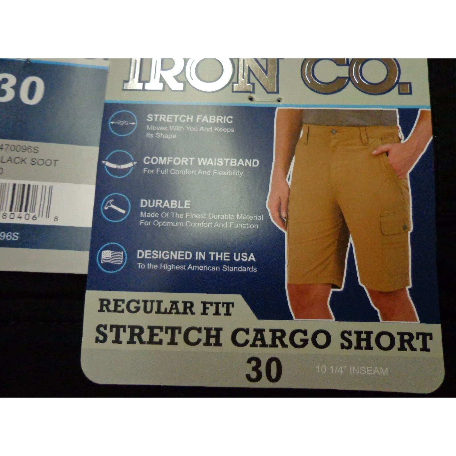 CO Iron Co Cargo Shorts Regular Fit Cotton Blend Black Soot Size 30 Stretch Men's Casual Workwear Travel Modern Cargo Short Size US 30 / EU 46 - 4 Thumbnail
