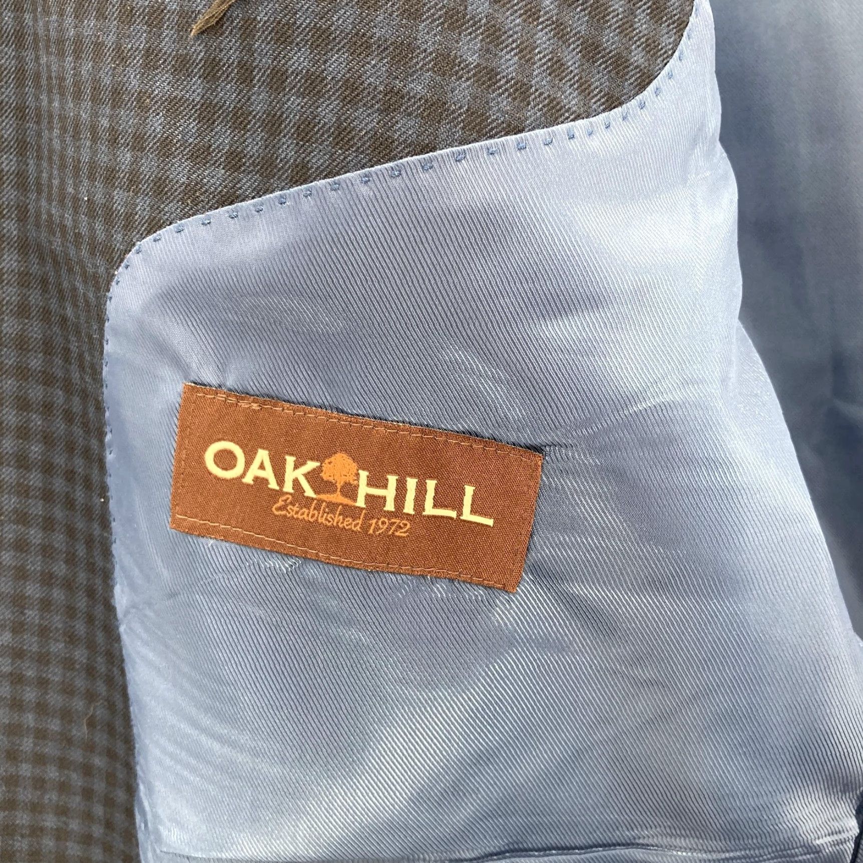 Vintage Oak Hill Blazer Mens 3XL 54/56R Blue Check Sport Coat Two Button Classic Suit Jacket Size 48R - 7 Thumbnail