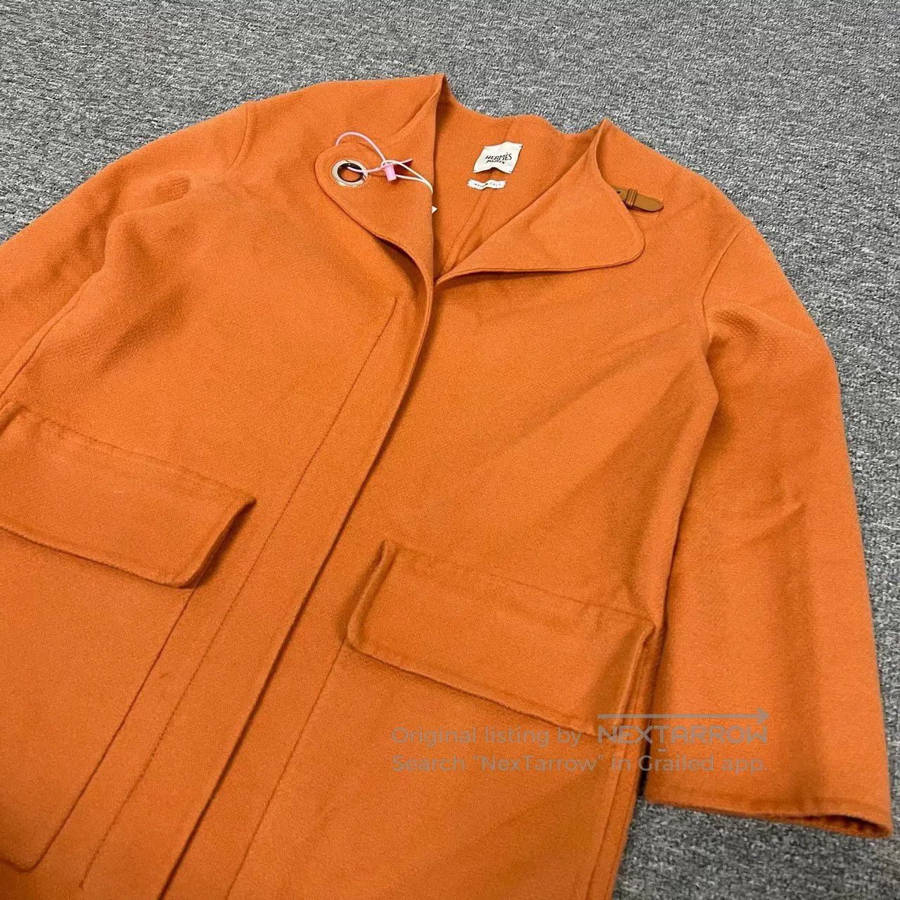 Hermes Hermes Orange Cashmere Coat with Leather Buckle. Size US S / EU 44-46 / 1 - 3 Thumbnail