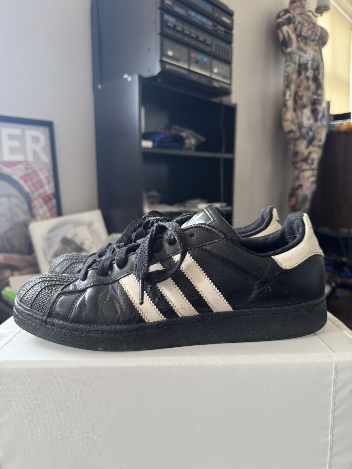 Adidas Black and white Adidas Superstar shell toes Size US 9.5 / EU 42-43 - 1 Thumbnail