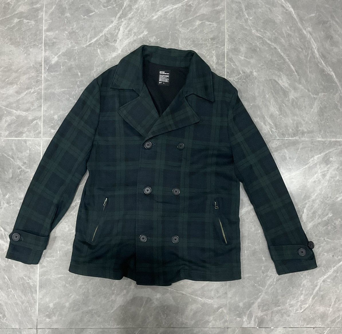 Issey Miyake Wool Peacoat Jacket Navy & Green Size US L / EU 52-54 / 3 - 1 Thumbnail