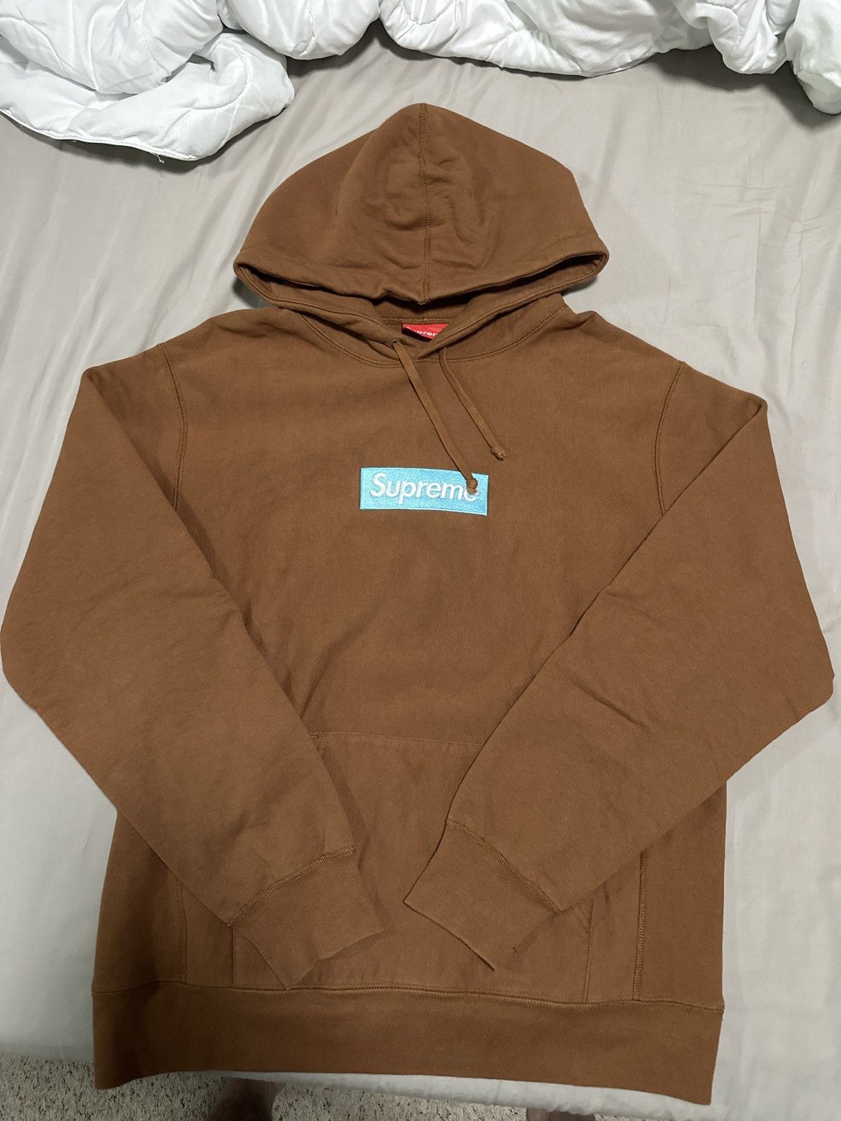 Supreme Supreme box logo hoodie fw17 rust/teal | Grailed