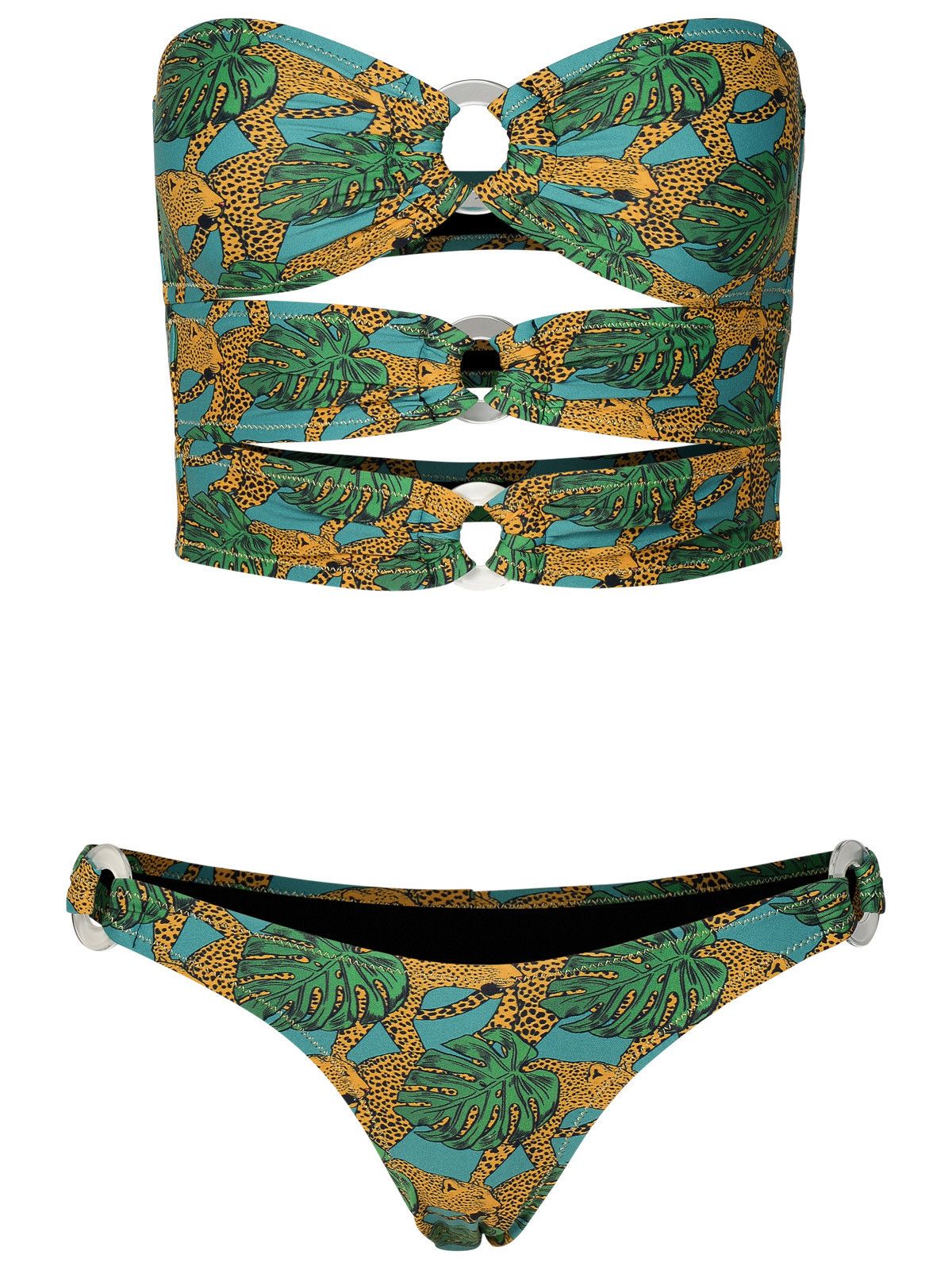 image of Reina Olga Multicolor Polyamide Bikini in Green, Women's (Size Medium)