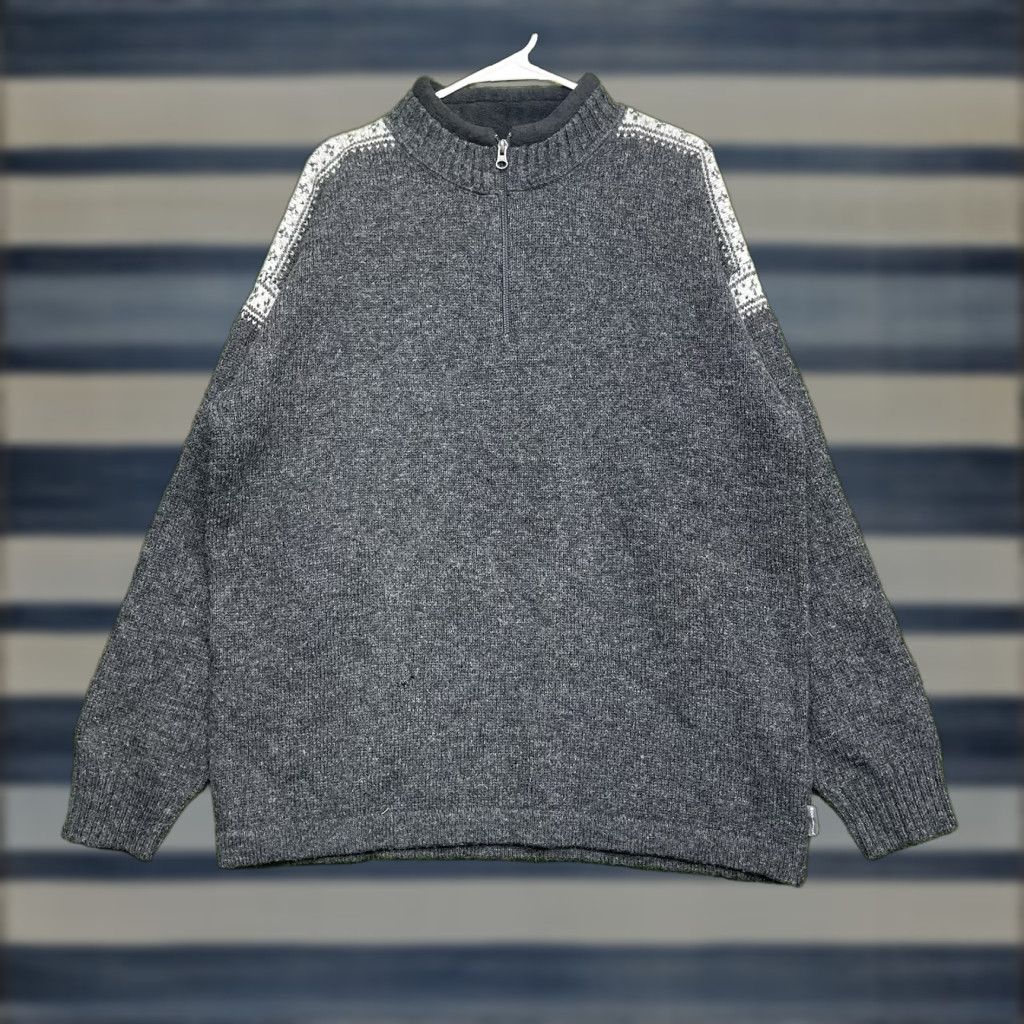 Vintage VINTAGE Woolrich Sweater Mens XL Knit Heather Grey 1/4 Zip 100% Wool Fisherman Geometric 90s Outdoor USA Mens Size US XL / EU 56 / 4 - 1 Thumbnail