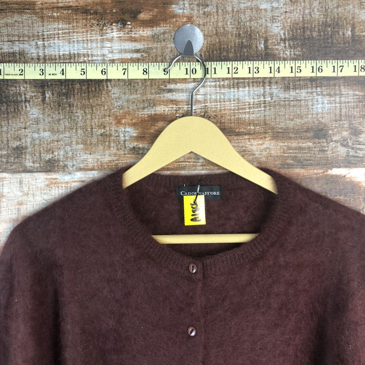 Japanese Brand Candornafi’ore Maroon mohair fur Cardigan Knitwear #A1866 Size M / US 6-8 / IT 42-44 - 4 Thumbnail