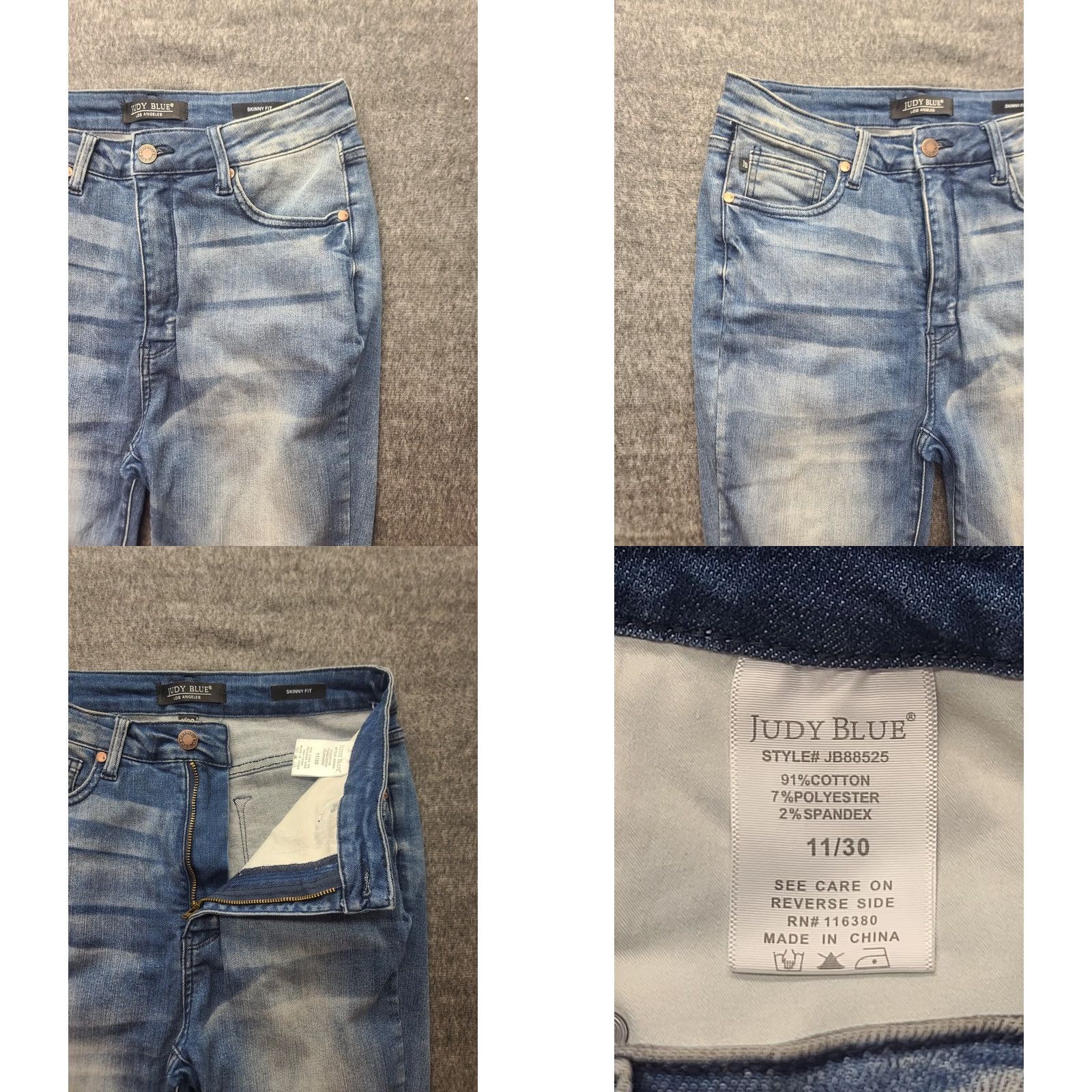 Vintage Judy Blue Jeans Womens 28x27 Skinny Fit High Rise Ankle Distressed Denim Pocket Zipper Button 5-Pocket Design Sm*liM Bohemian City Preppy Jeans Women Size 32" / US 10 / IT 46 - 8 Thumbnail