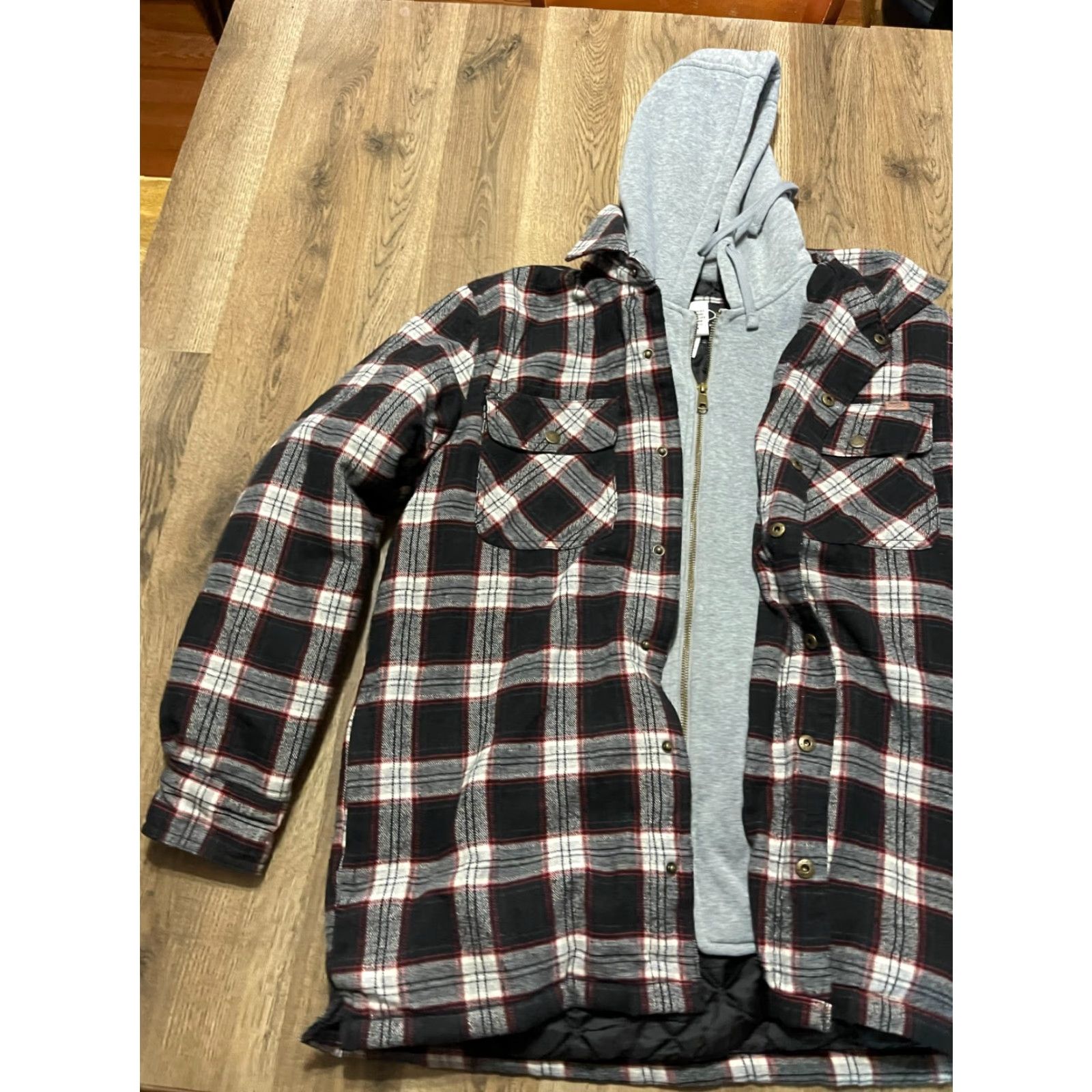 Vintage Rugged Wear Hoodie Mens Size M Plaid Full Zip Black White Gray Red Pattern Classic Size US M / EU 48-50 / 2 - 4 Thumbnail