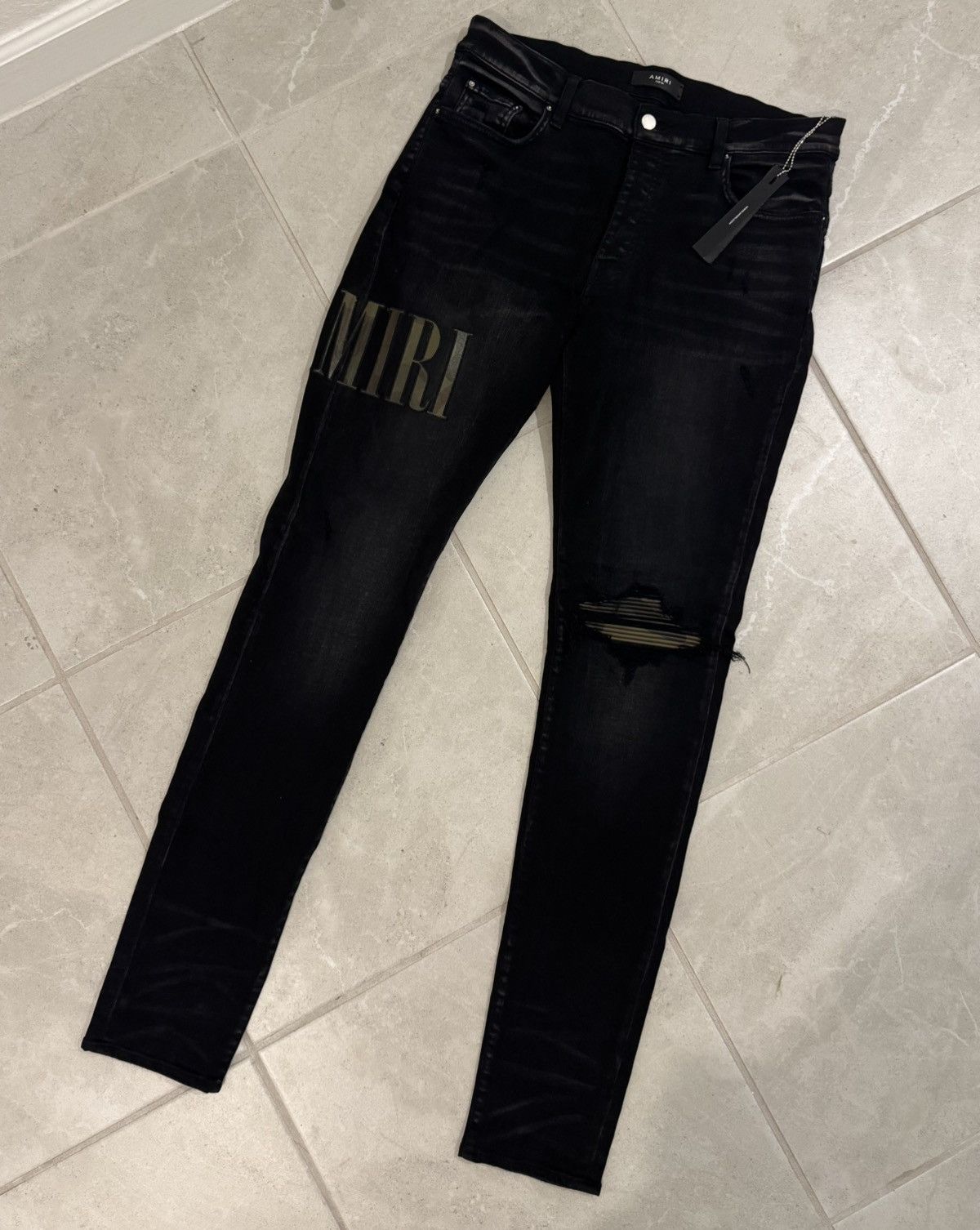 AMIRI Mx1 Camo Logo Jeans Black