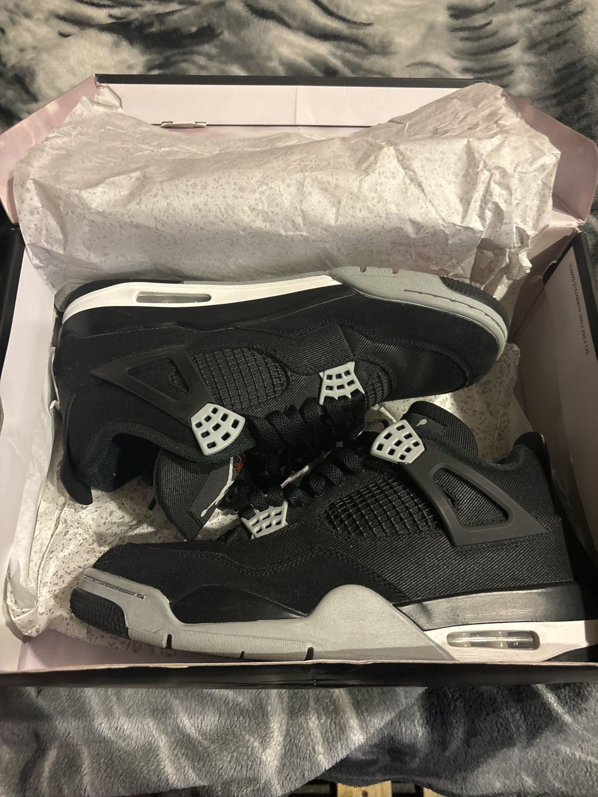 image of Jordan Nike Jordan 4 Black Canvas Shoes, Men's (Size 10)