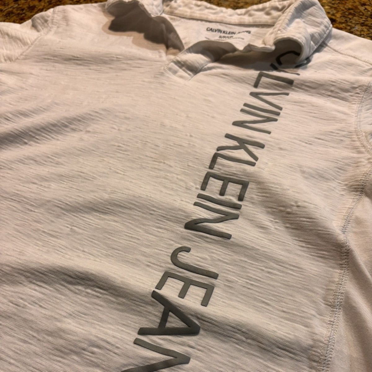 Calvin Klein Calvin Klein Jeans White Polo Tee – Small – Vertical Logo Size US S / EU 44-46 / 1 - 4 Thumbnail