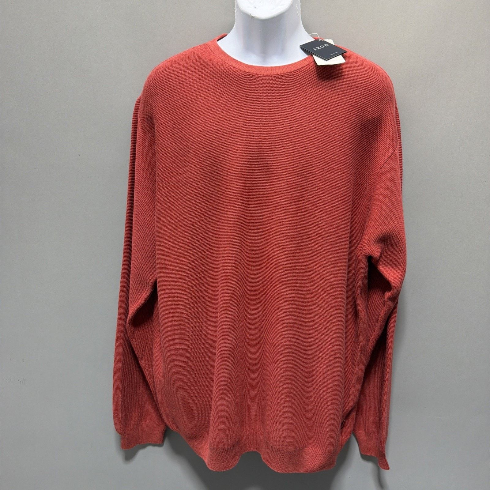 Izod NWT IZOD Men’s XL Coral Orange 100% Cotton Textured Knit Size US XL / EU 56 / 4 - 2 Thumbnail