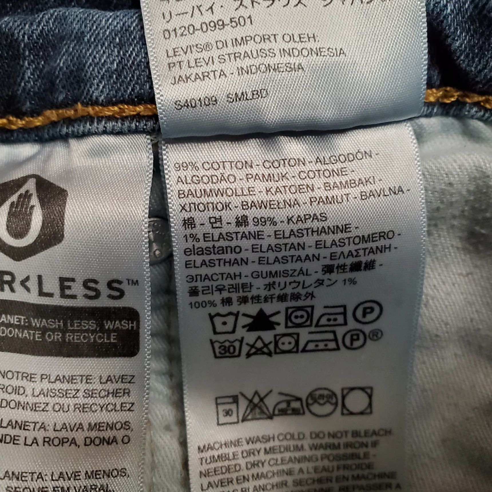 Denime Levis 511 Jeans Mens 33x30 Blue Denim Straight Leg Medium Wash Whiskered 5-Pocket Belt Loops Zip Closure Regular Inseam 29 Size US 33 - 5 Thumbnail