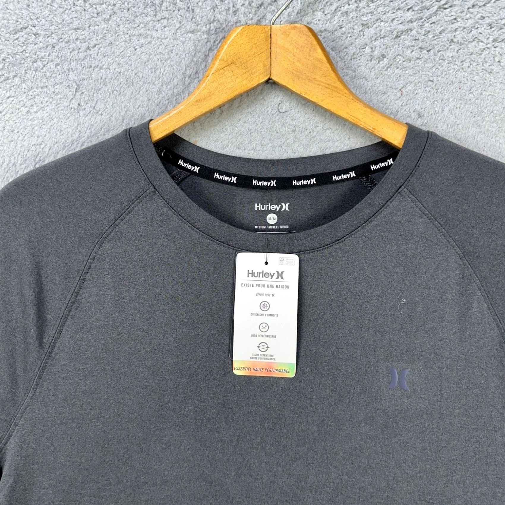 Hurley Hurley Mens T-Shirt Medium Black Exist Breathe Raglan Tee Stretch Wicking NEW Size US M / EU 48-50 / 2 - 7 Thumbnail