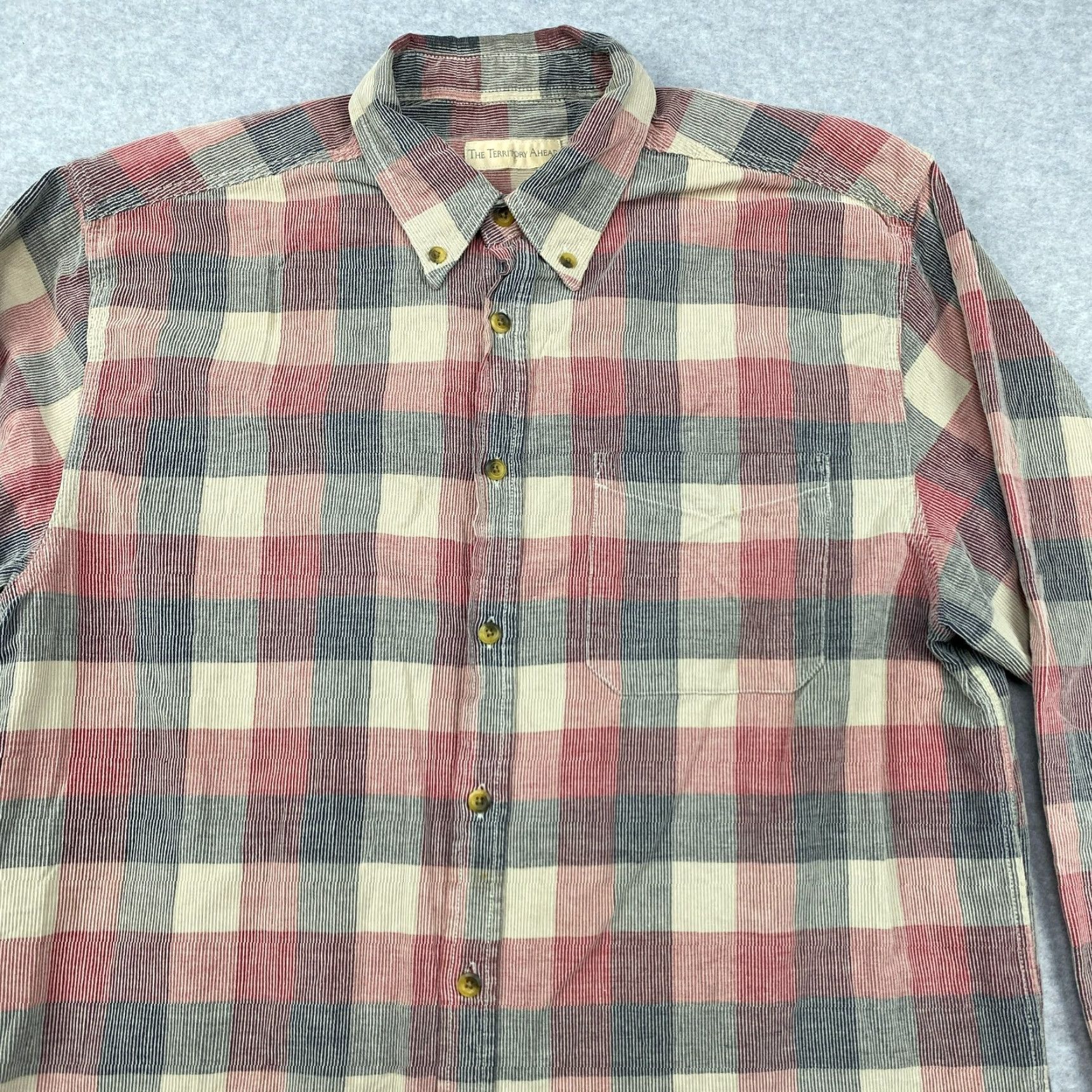 The Territory Ahead Territory Ahead Button-Up Shirt Mens L Multicolor Plaid Heavyweight Cotton Blend Pocketed Collared Long Sleeve Casual Modern Size US L / EU 52-54 / 3 - 2 Thumbnail