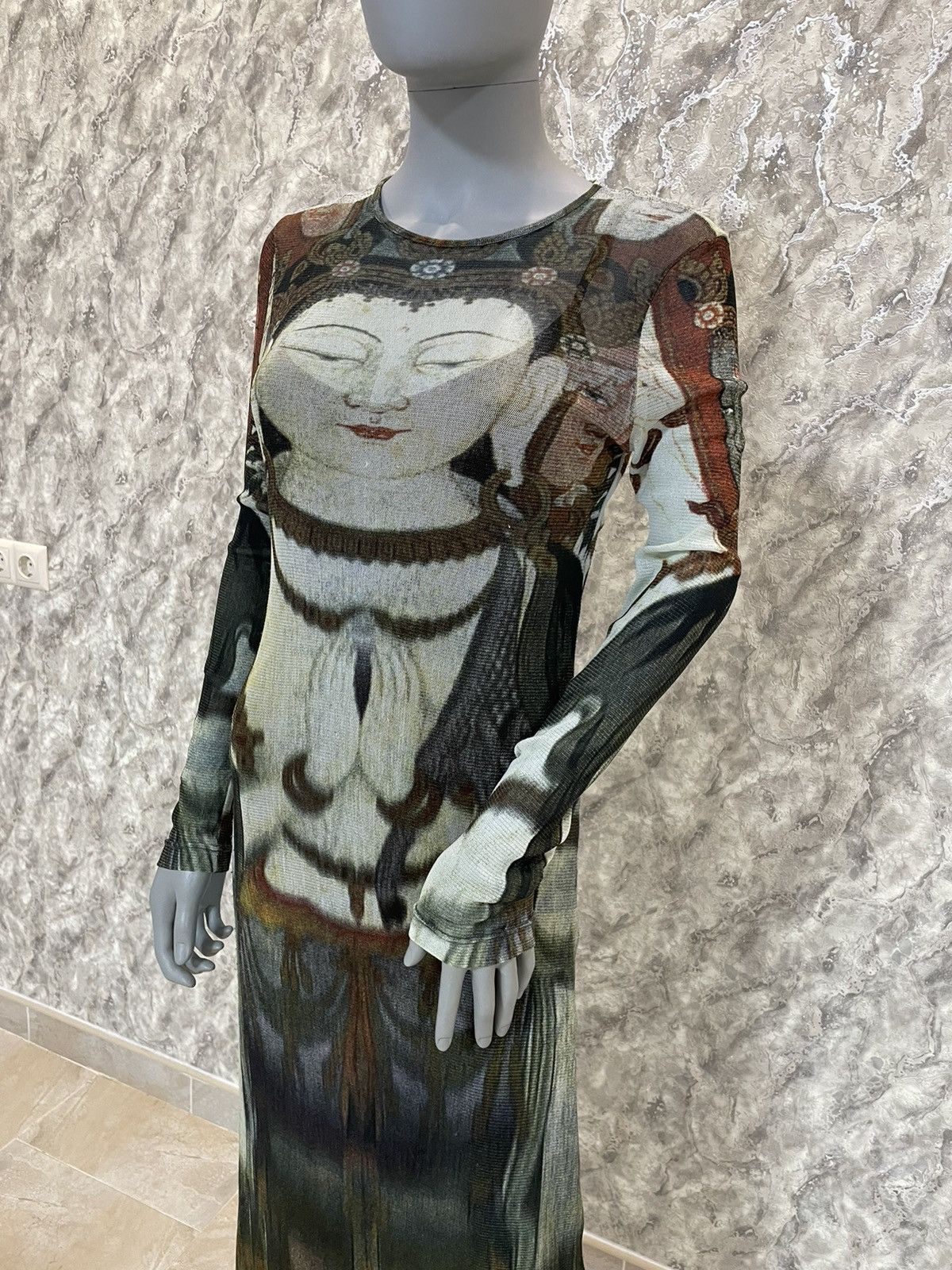 Vivienne Tam Vivienne Tam Floor Length 1997 Long Sleeve Mesh Buddha Dress Size XS / US 0-2 / IT 36-38 - 4 Thumbnail