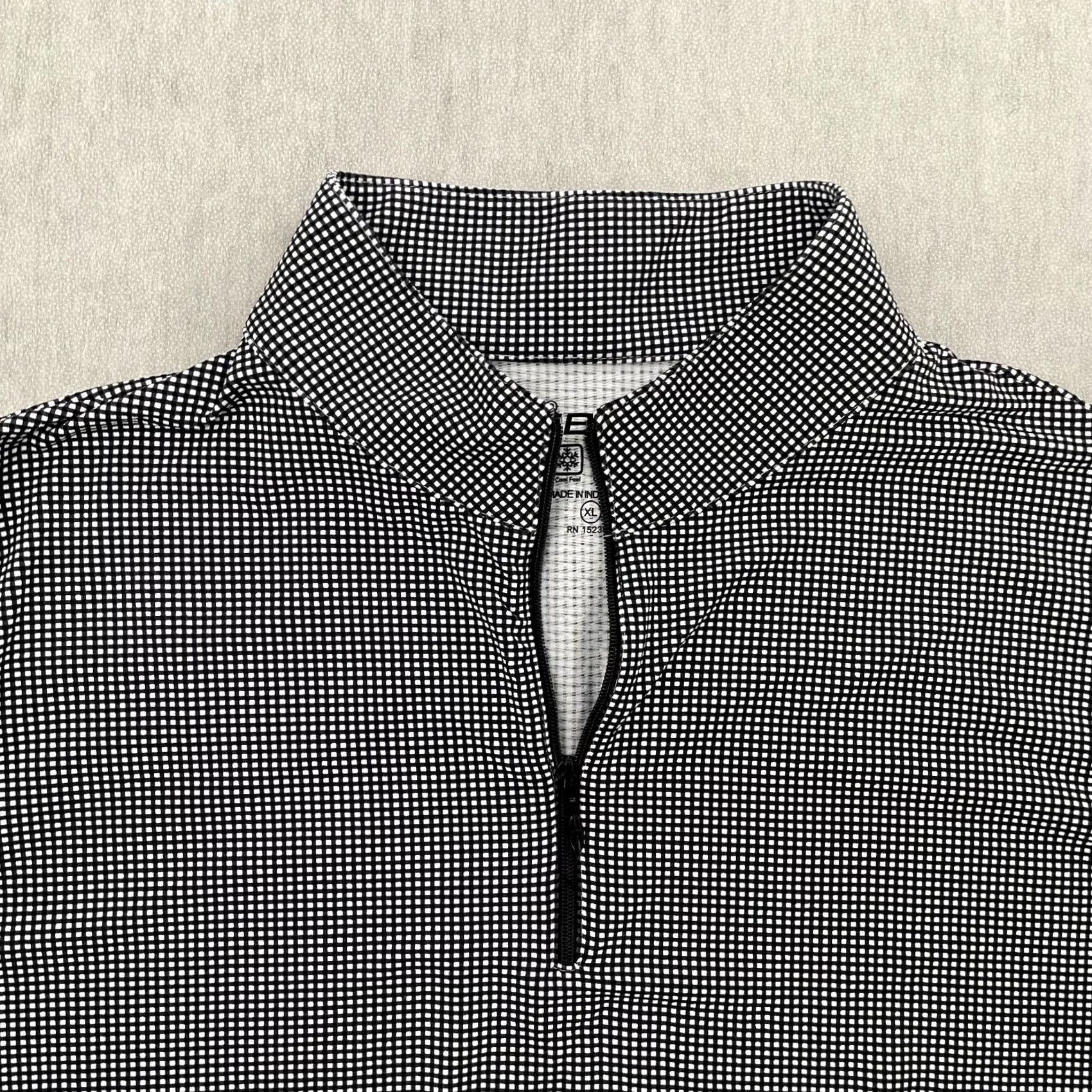 Vintage IBKUL Shirt Womens XL Black White Check 1/4 Zip Mock Golf Stretch Ladies Size XL / US 12-14 / IT 48-50 - 2 Thumbnail