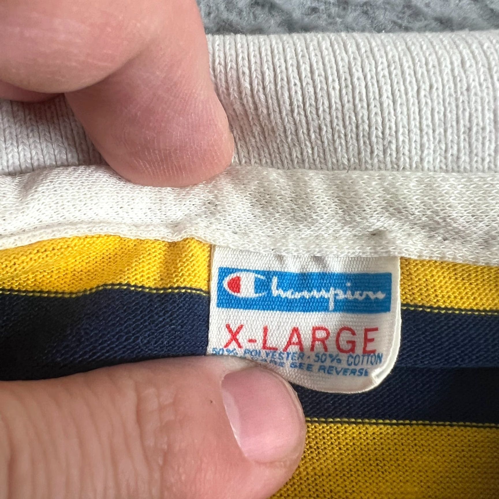 Champion VINTAGE Champion Shirt XL 1970s Notre Dame University Polo Blue Striped Mens Size US XL / EU 56 / 4 - 5 Thumbnail