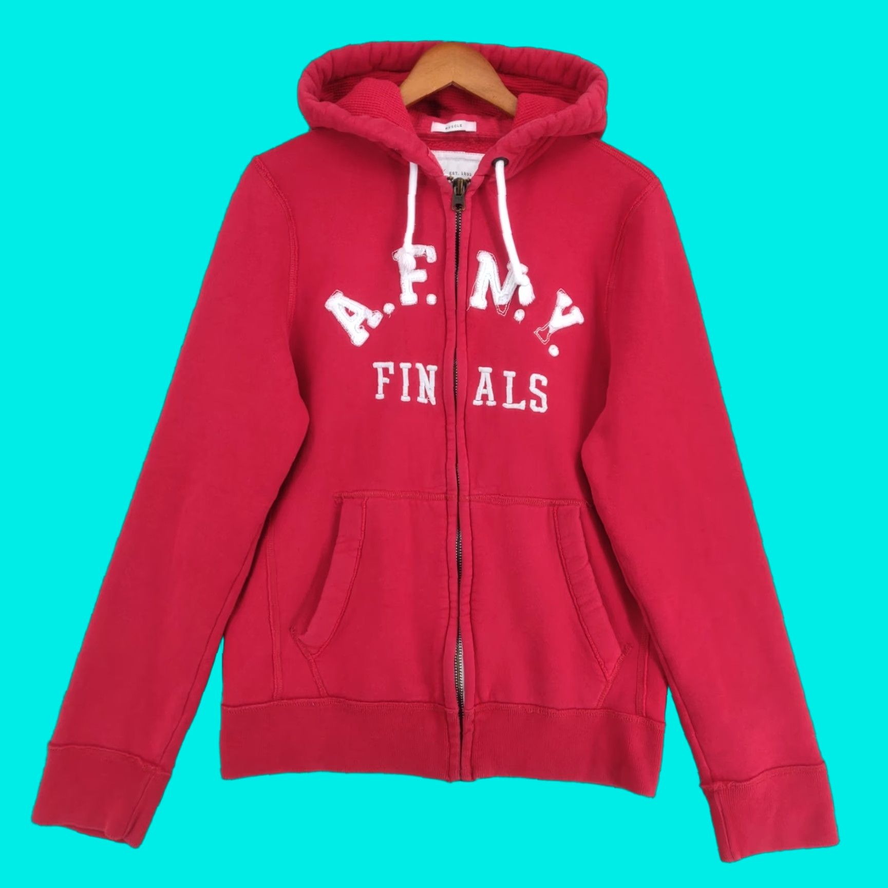 Abercrombie & Fitch VINTAGE Abercrombie & Fitch Hoodie Mens Large Red Full Zip Distressed Fleece Size US L / EU 52-54 / 3 - 1 Thumbnail