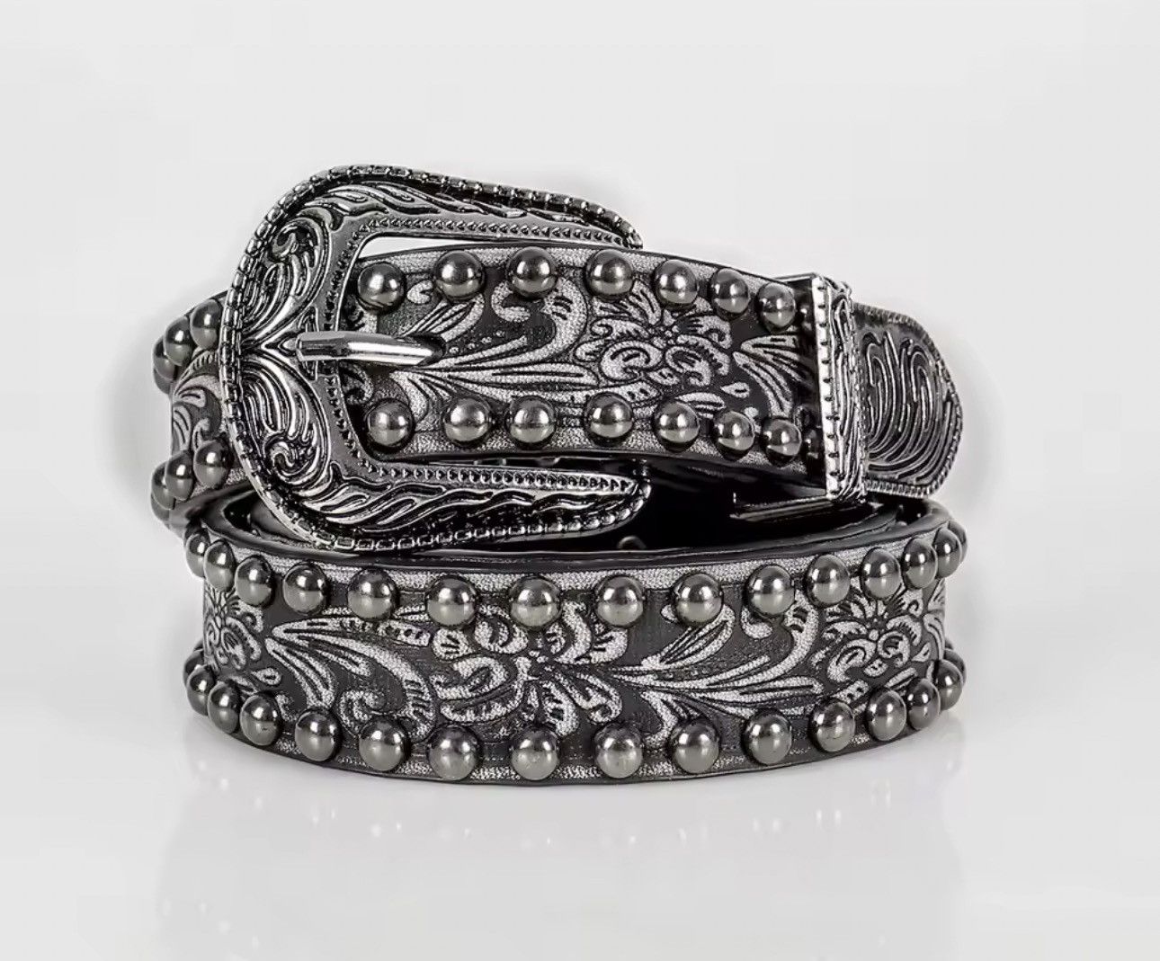 Japanese Brand retro old threaded rivet embossed Pu Leather belt Size 32 - 1 Thumbnail