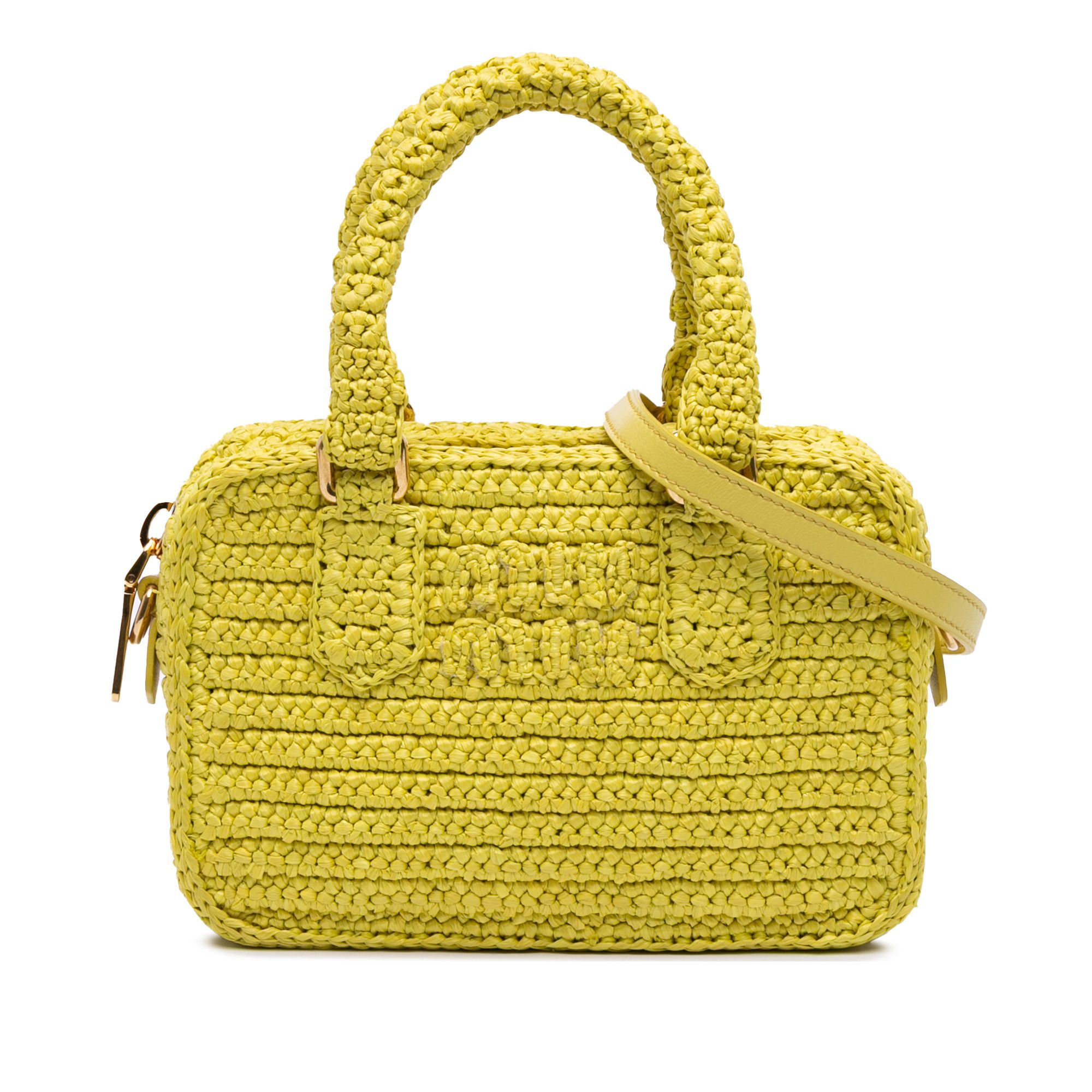 Miu Miu Miu Miu Raffia Crochet Arcadie Top Handle Bag Size ONE SIZE - 1 Thumbnail