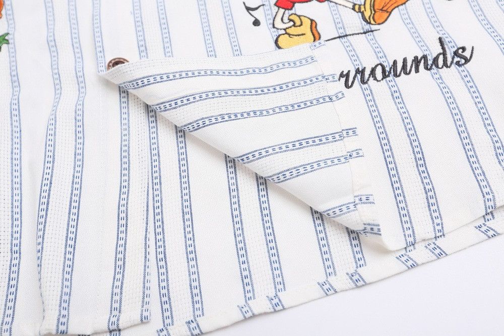 Vintage Men's pocket cartoon embroidered vertical striped shirt Size US M / EU 48-50 / 2 - 5 Thumbnail